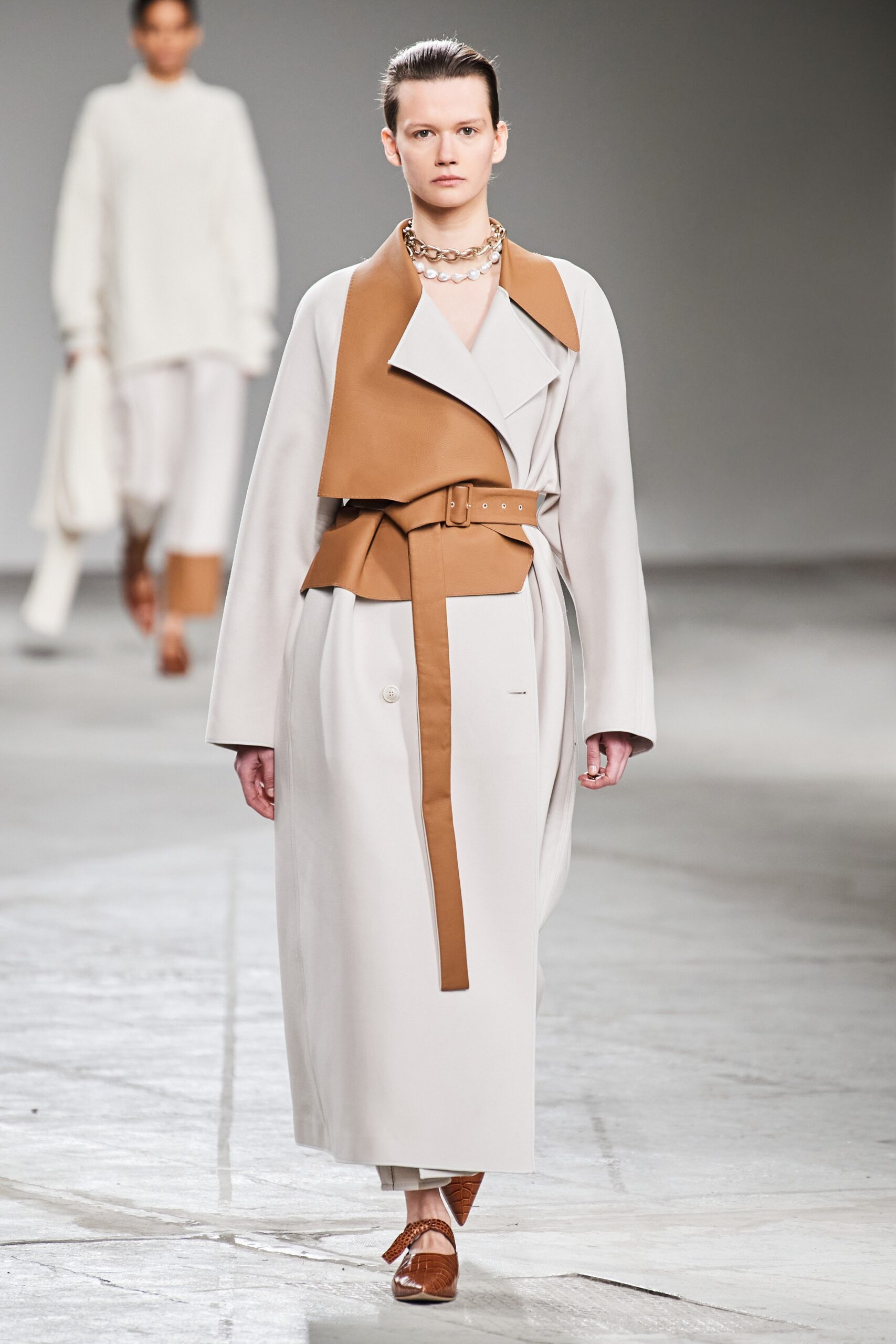 white wool belted coat