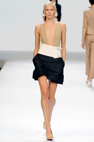 beige and black fitted mini dress