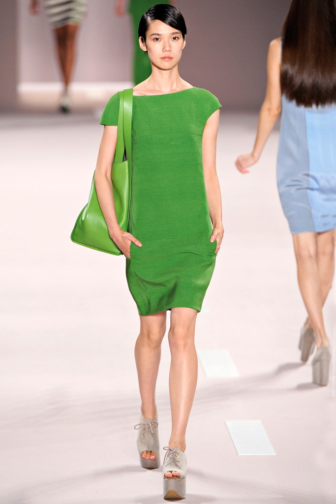 fitted green cotton dress