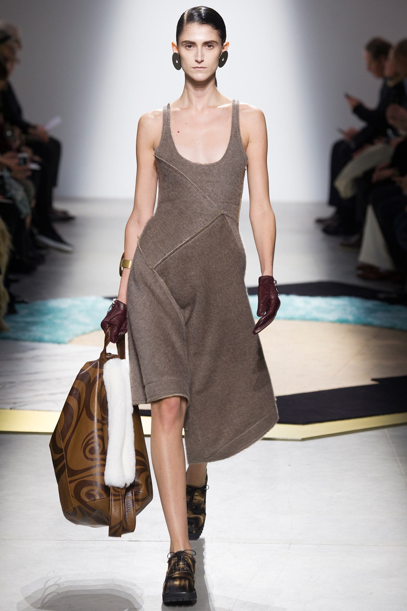 brown wool sleeveless dress