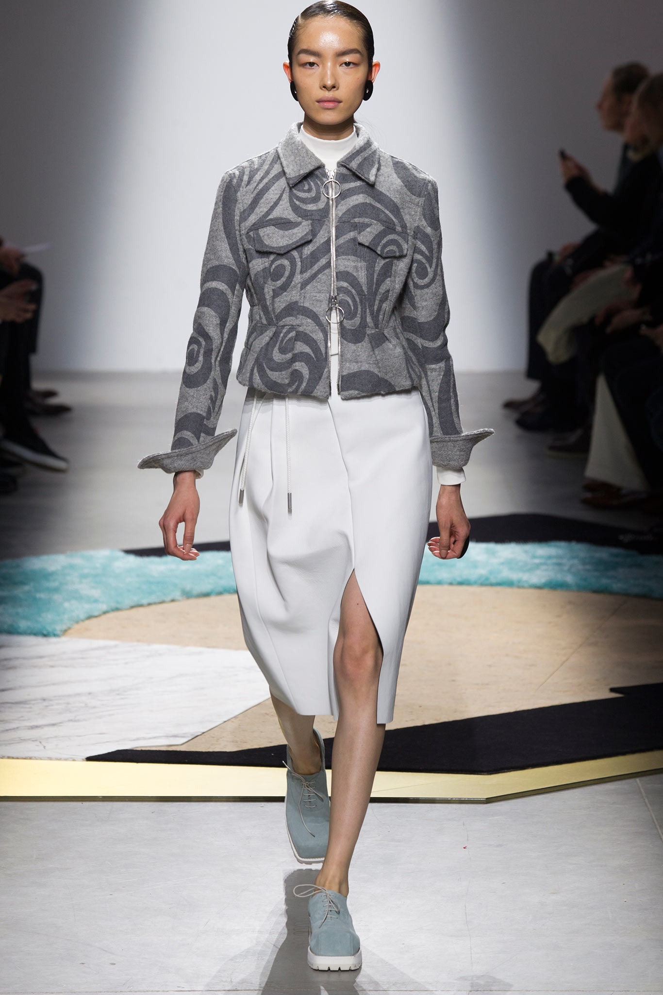 white cotton slit fitted straight-leg skirt