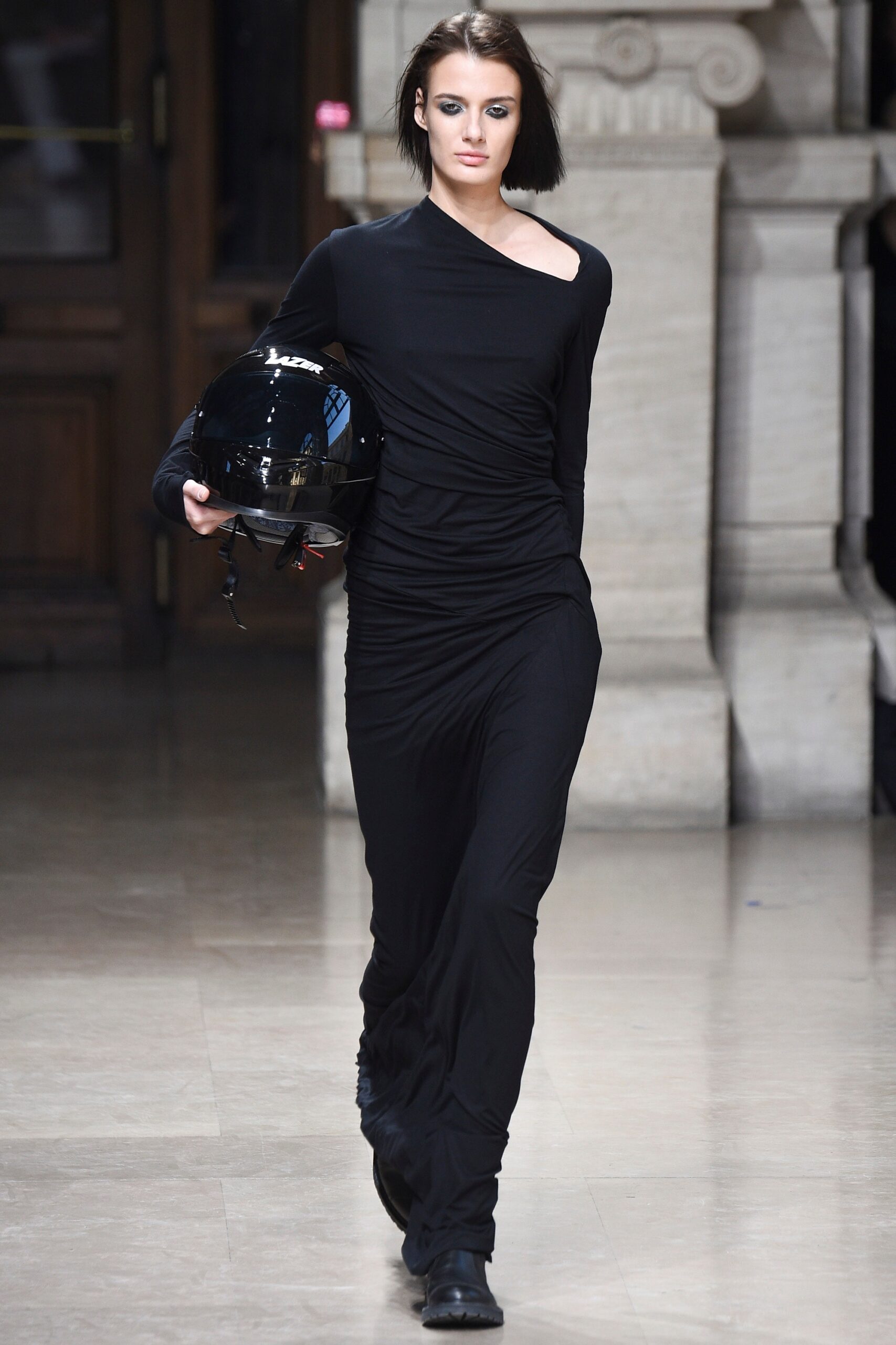 black fitted off-shoulder dress