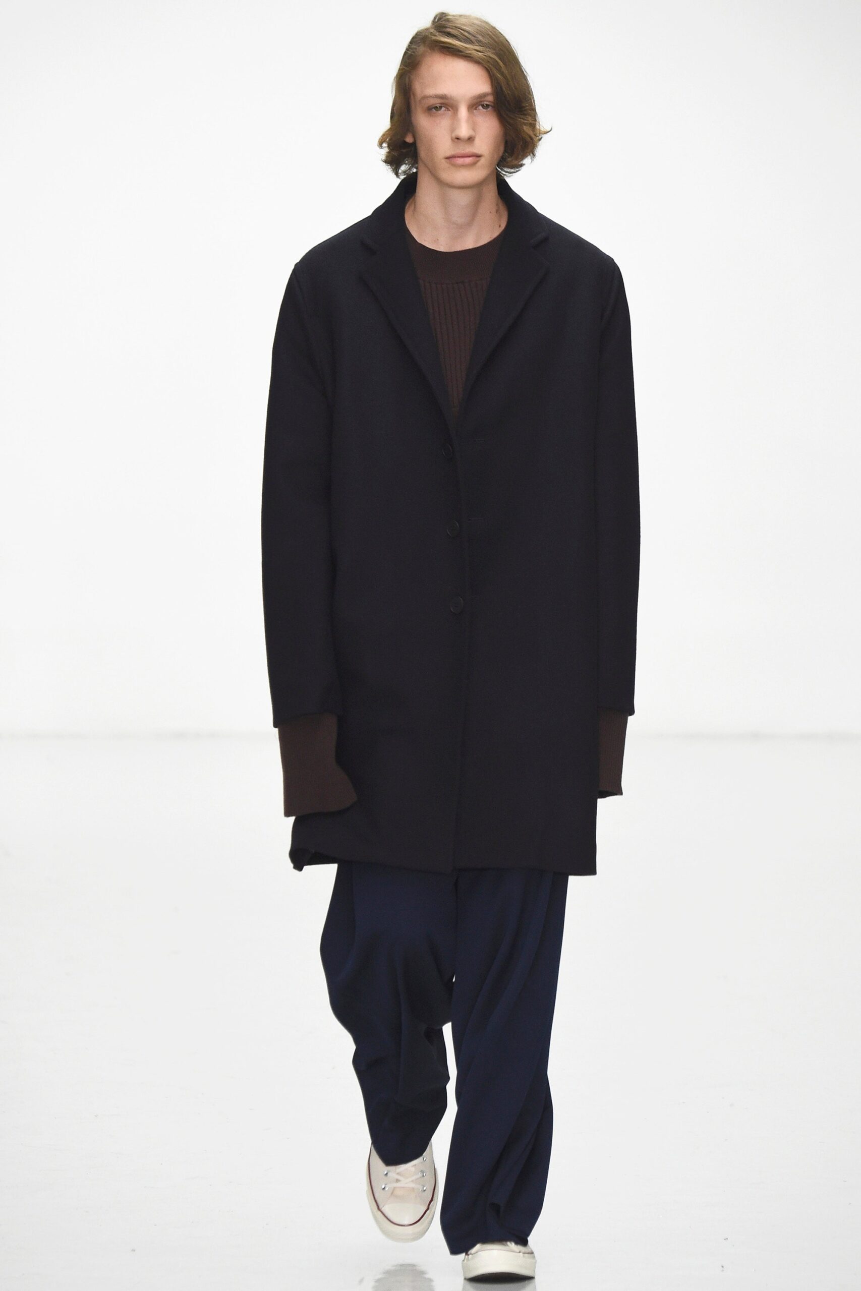 black oversized coat with brown top