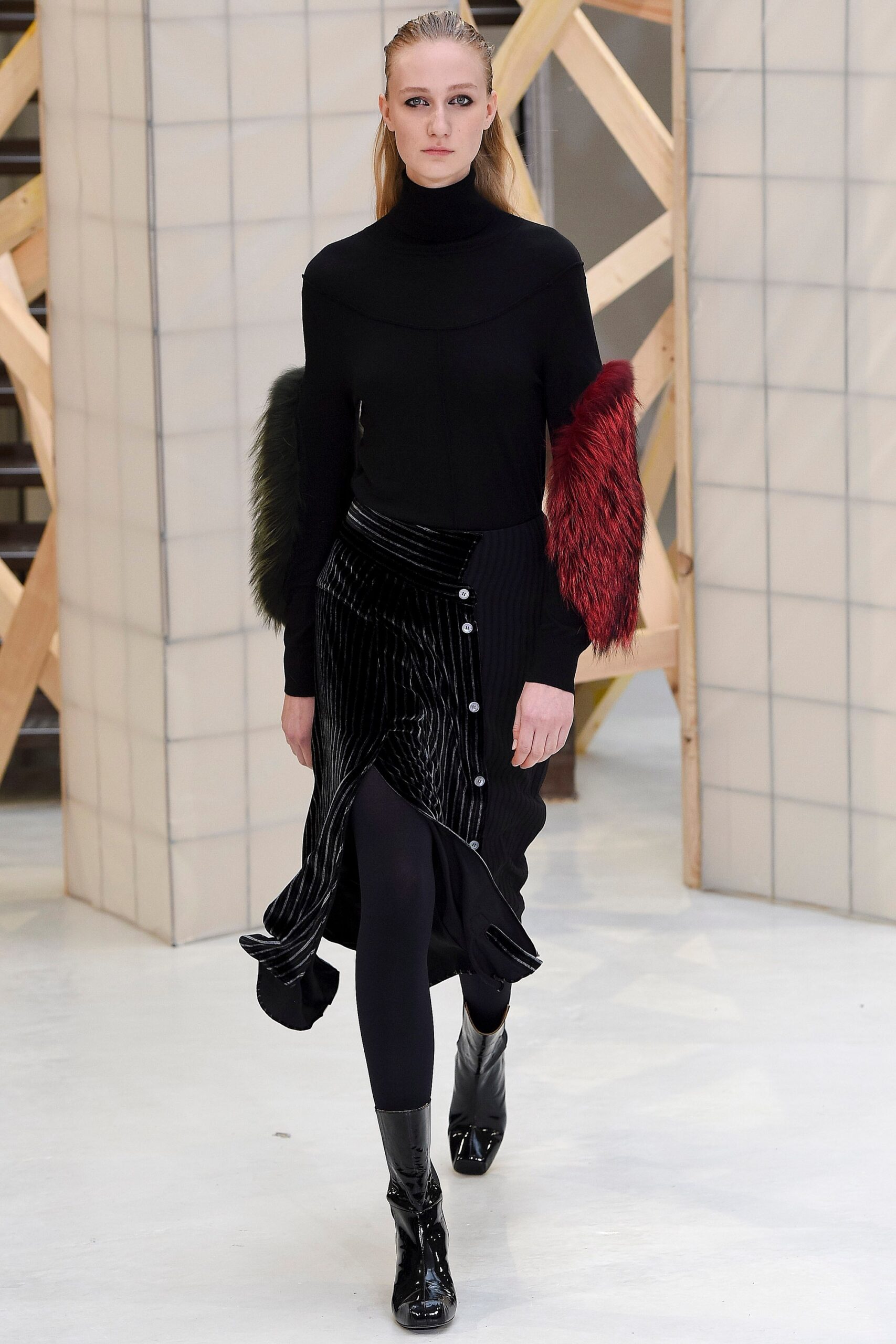 black fitted top and skirt