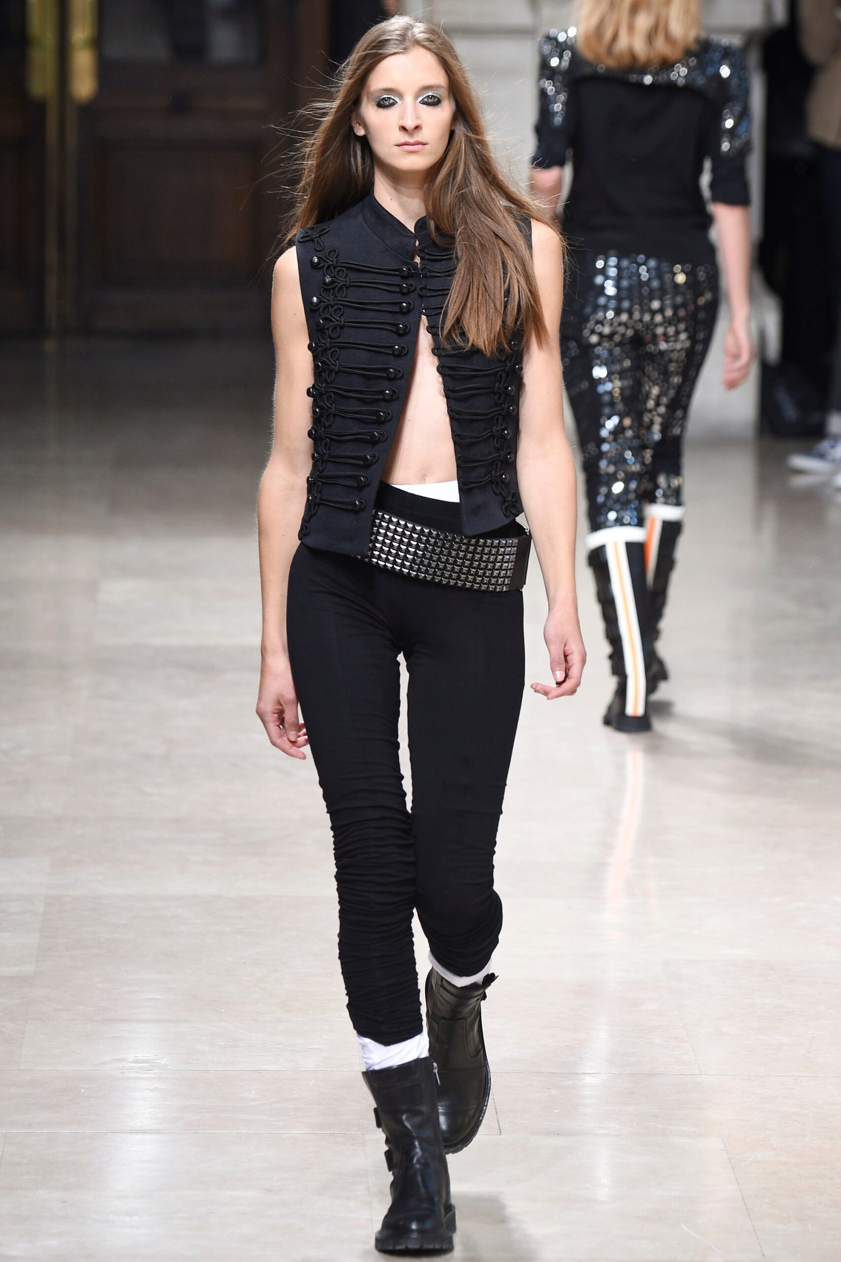 black fitted vest and pants
