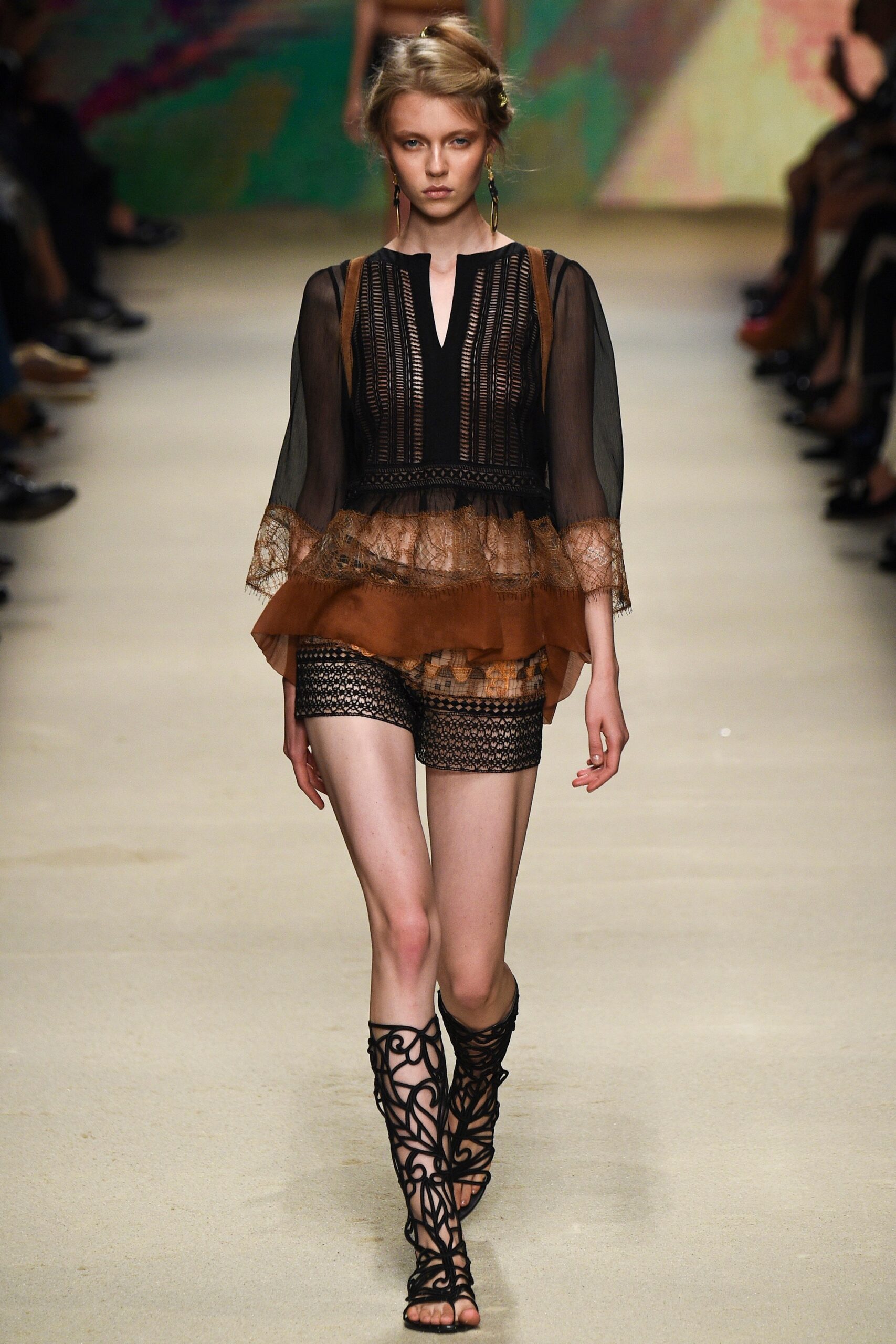 black and brown layered top with shorts