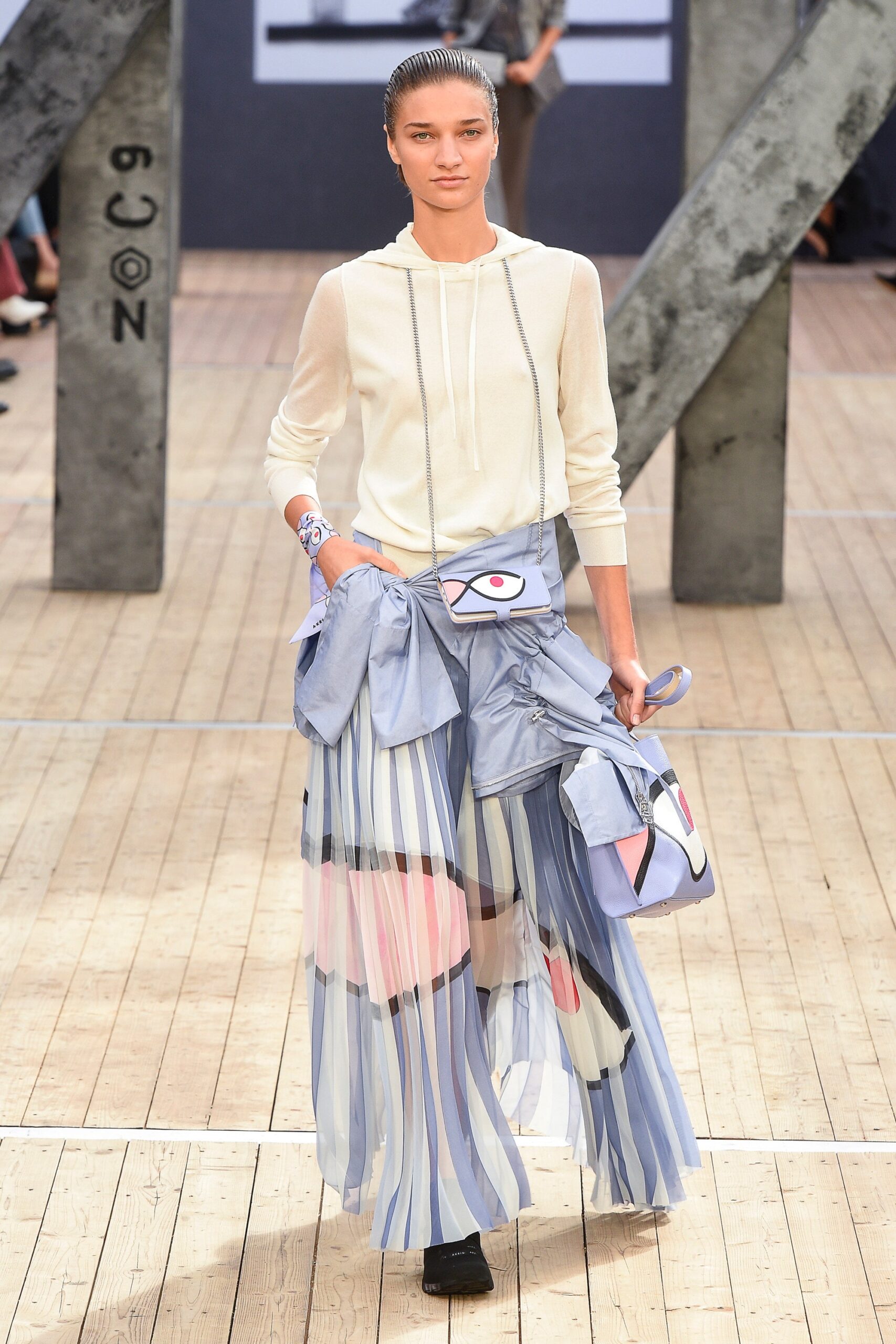 blue silk fitted pleated flowing maxi skirt