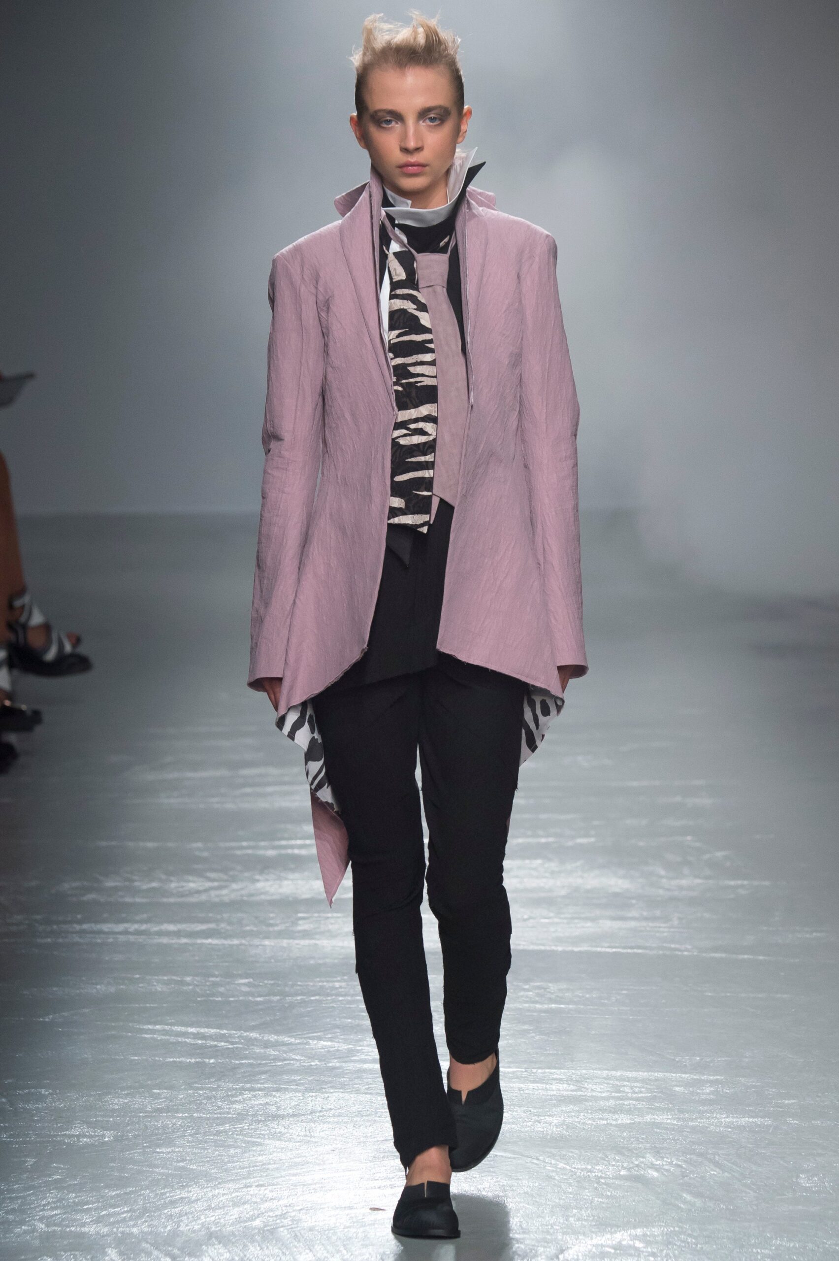 pink relaxed jacket with fitted top