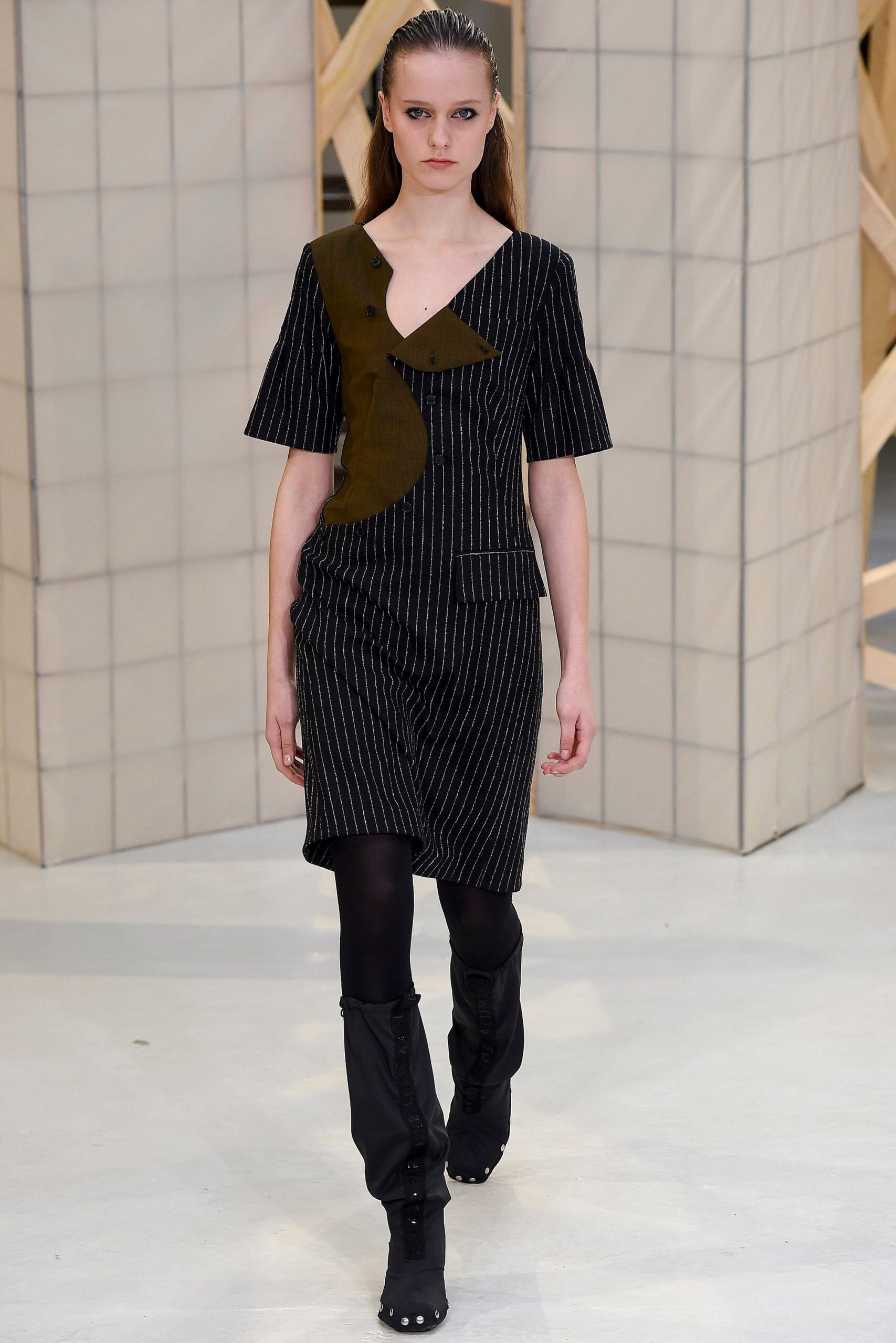 black striped fitted dress