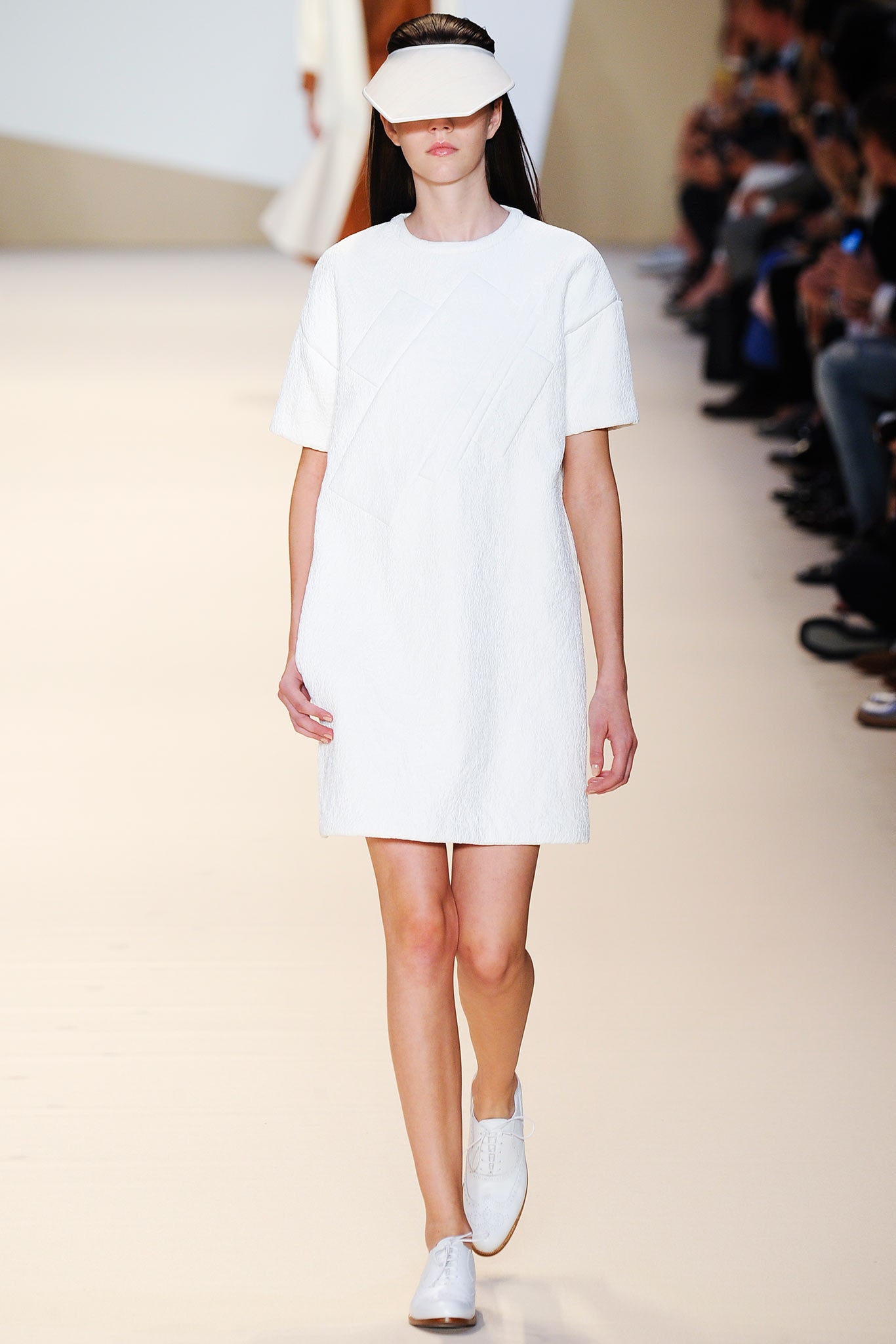 white relaxed dress with visor