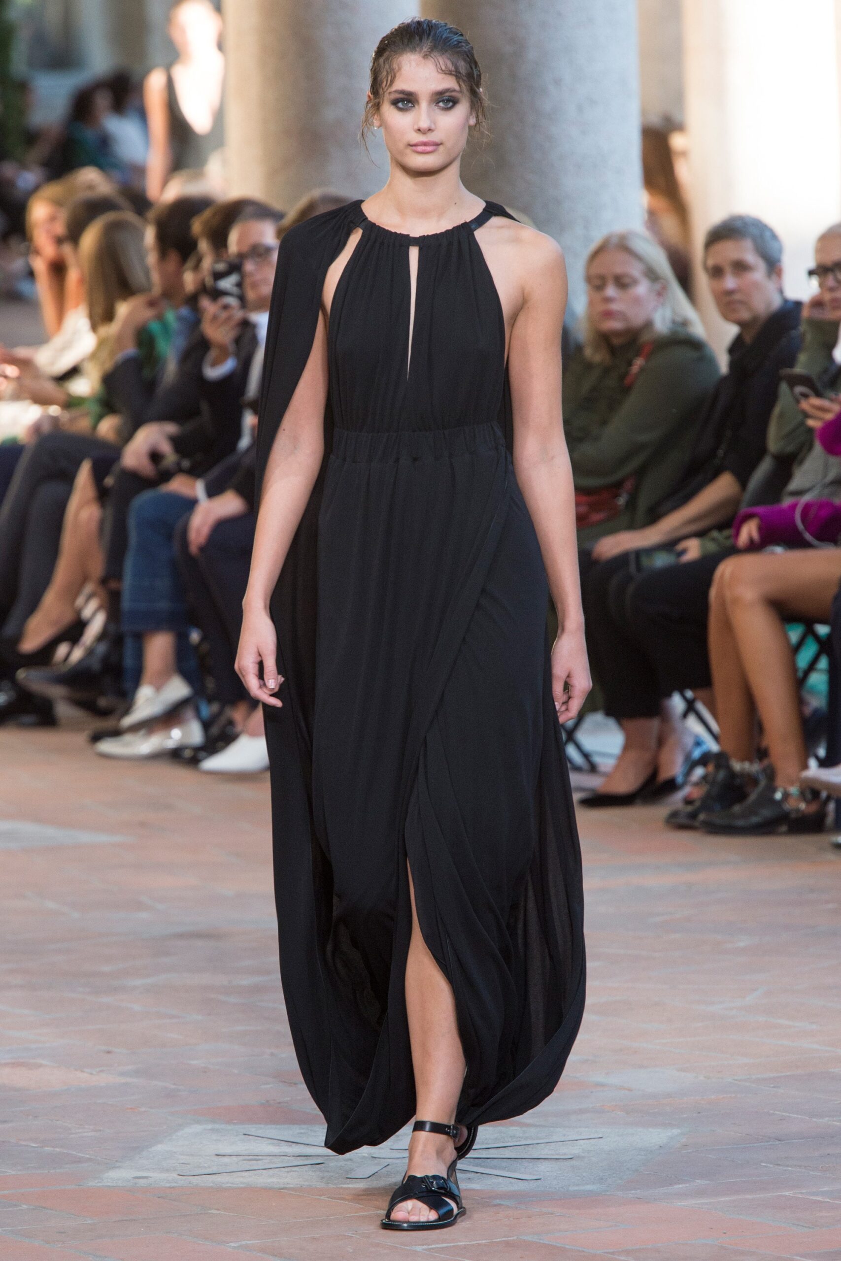 black silk sleeveless dress