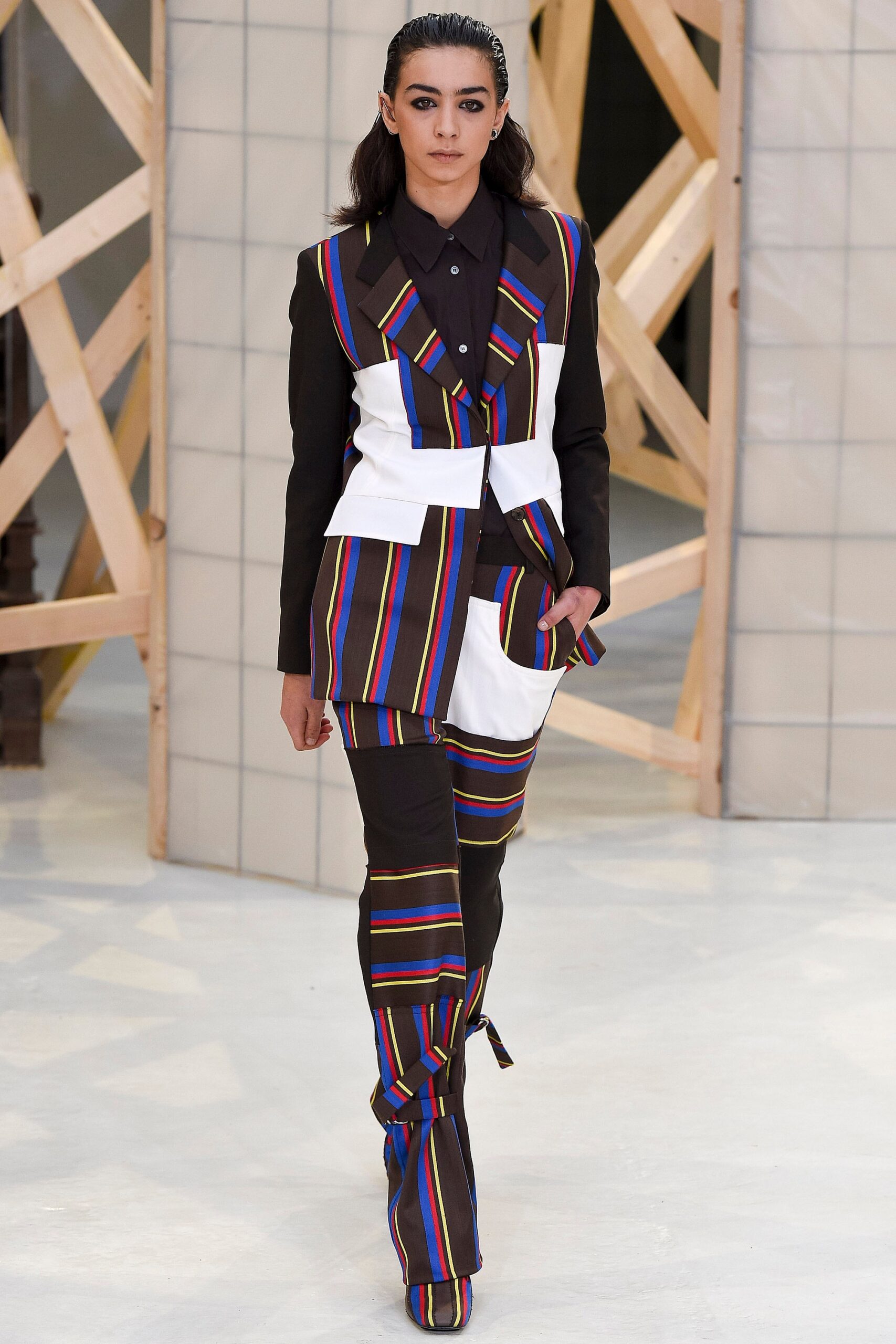 tailored black and multi suit