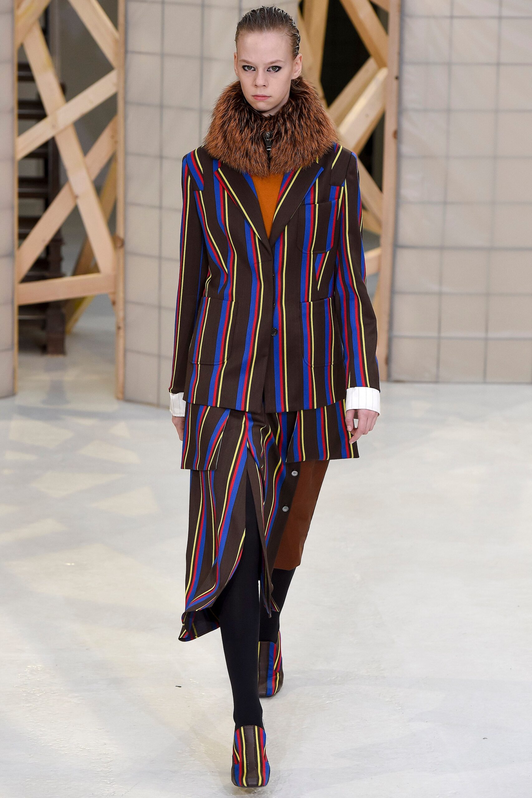 striped brown tailored suit