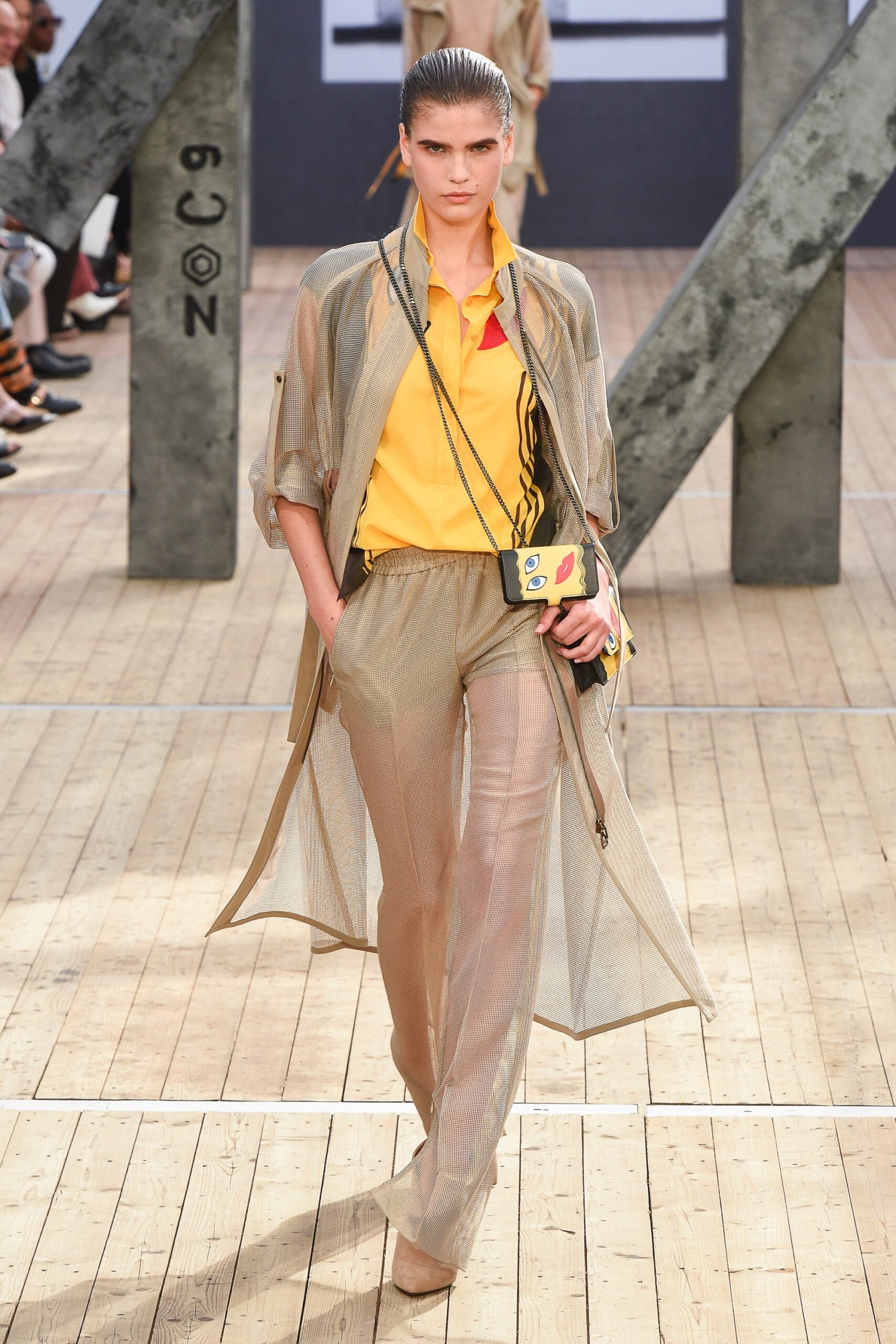 gold mesh long-sleeve relaxed draped sheer coat