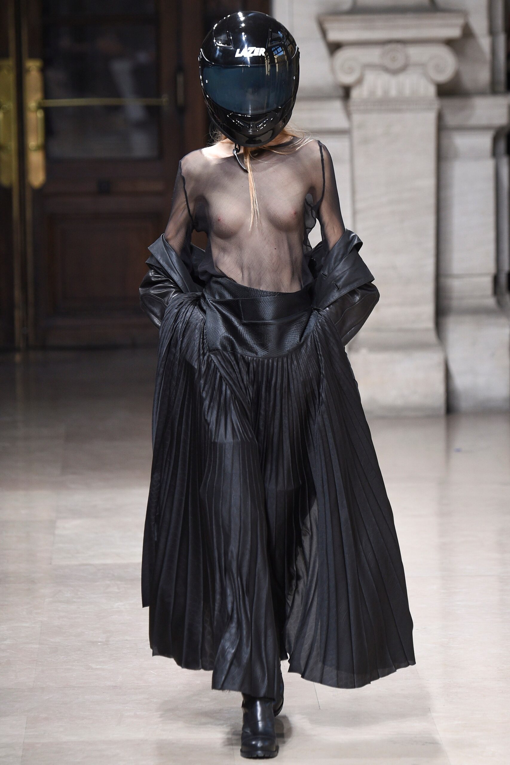 black silk pleated midi dress and coat