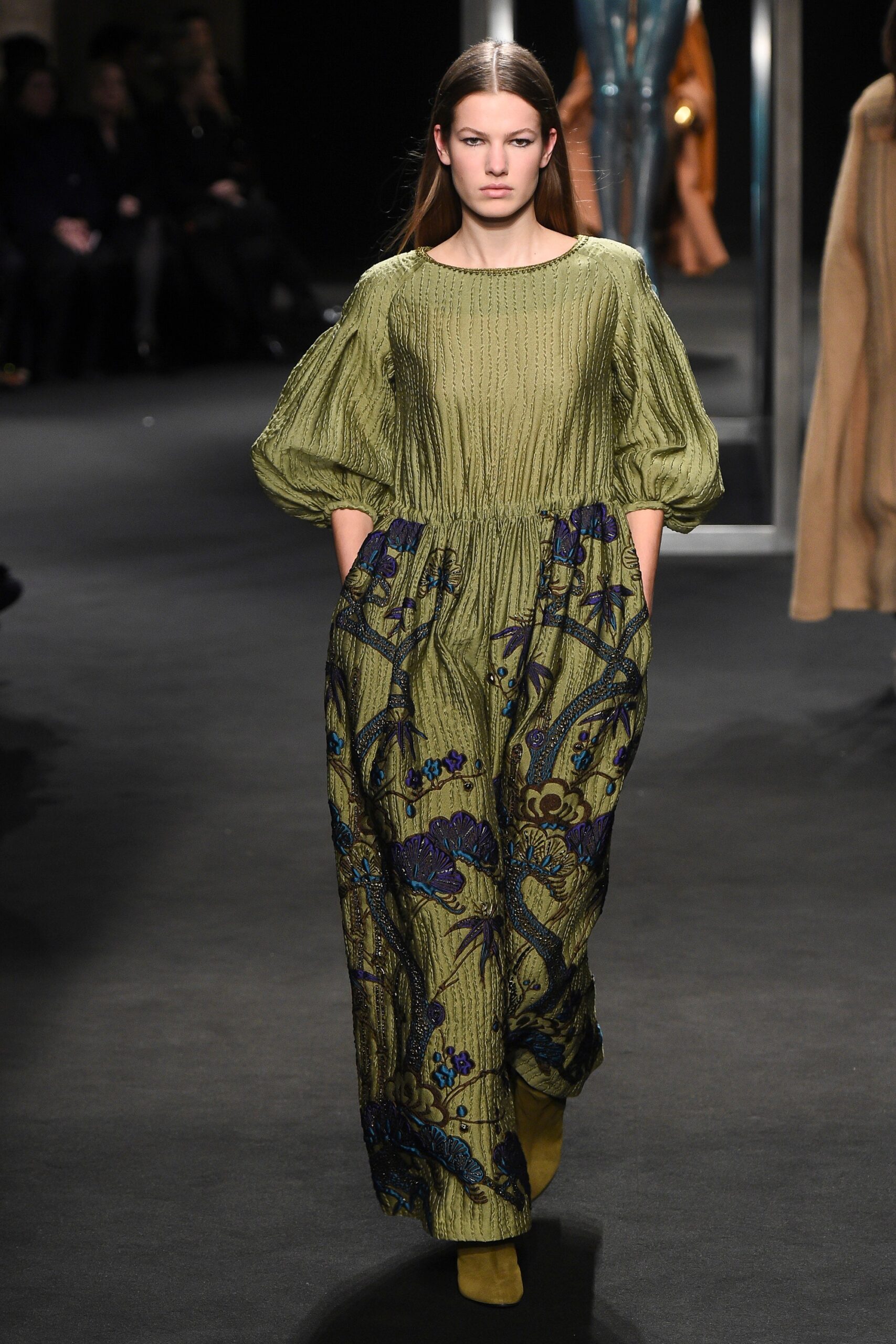 green silk relaxed maxi dress
