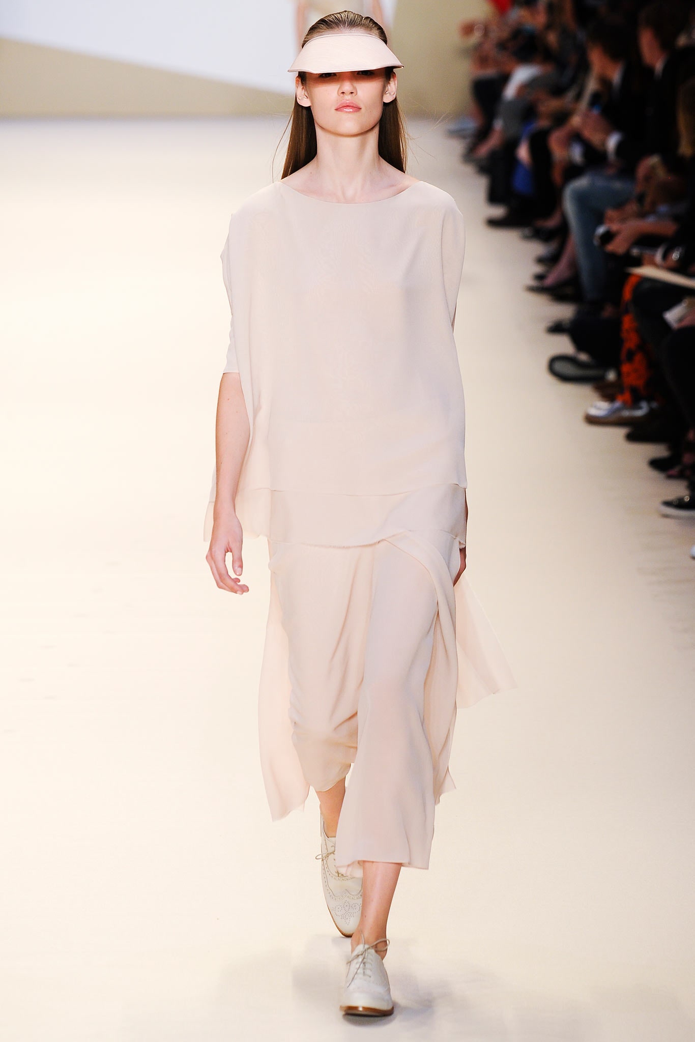 beige layered midi dress