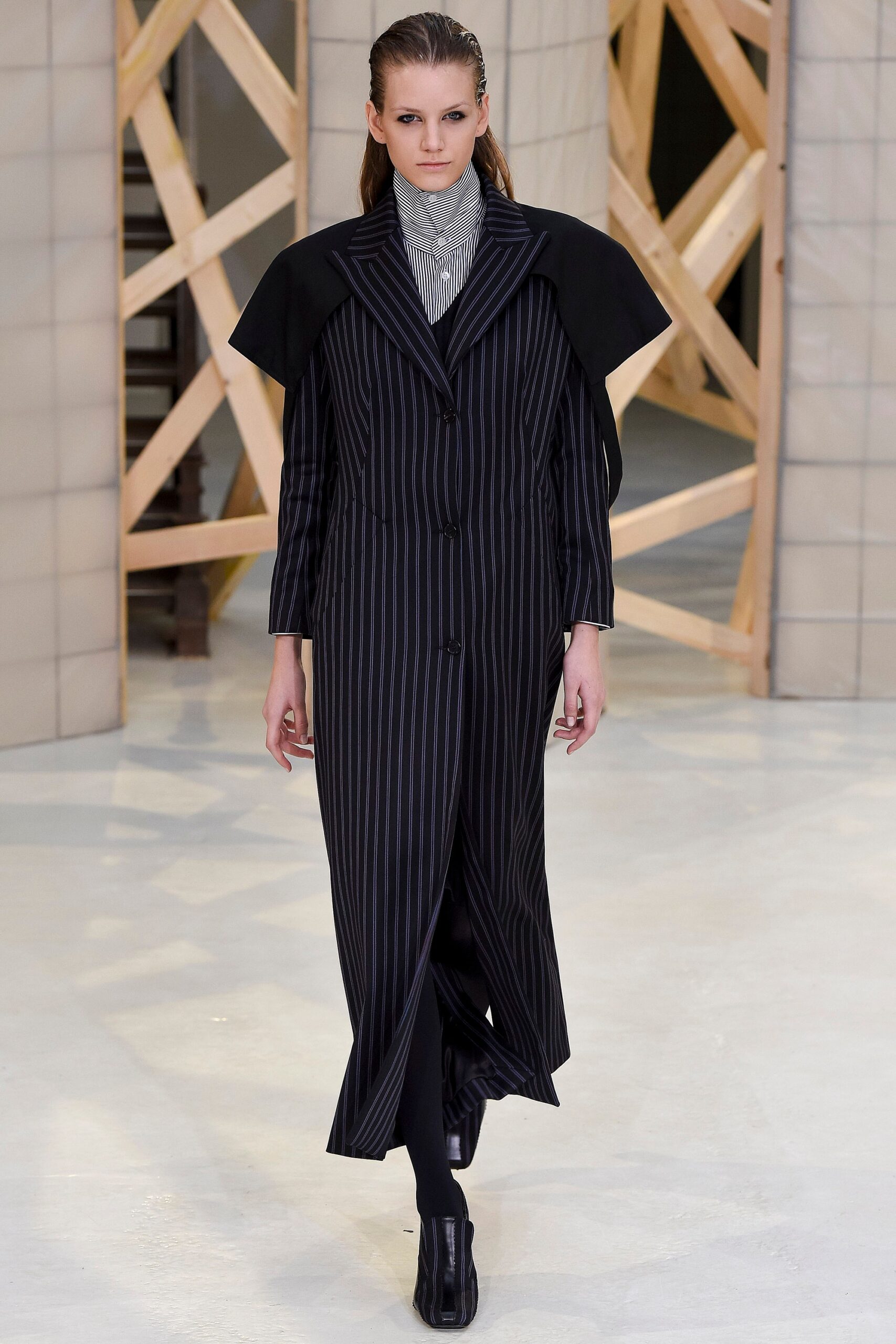 black and white striped coat with shirt