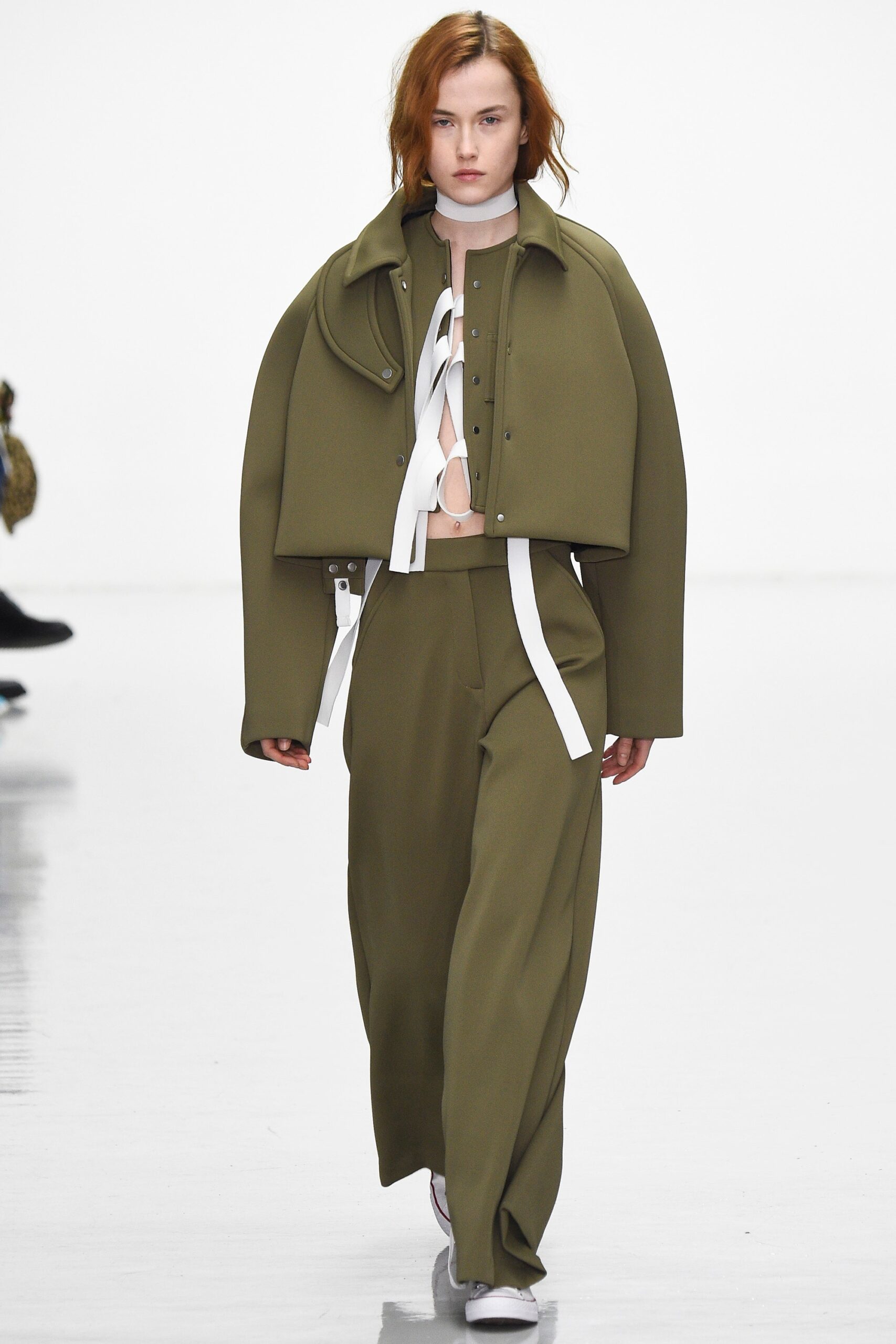 green relaxed jacket with fitted top