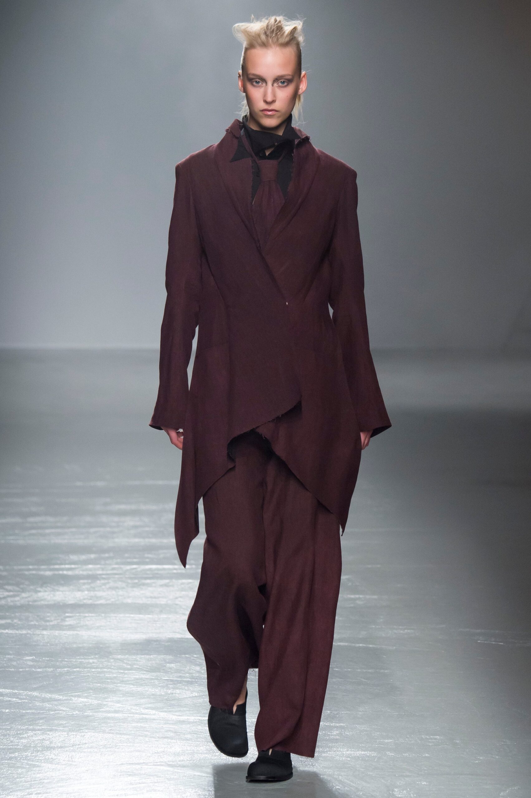 asymmetric maroon cotton suit