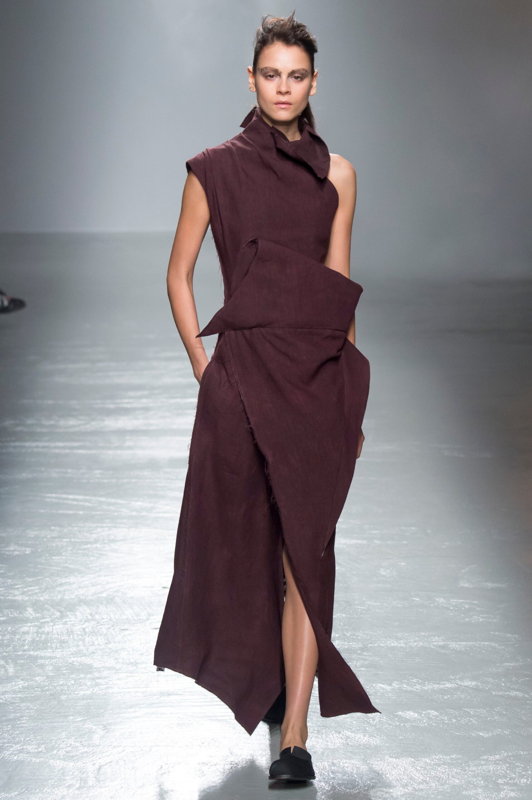 fitted maroon draped dress