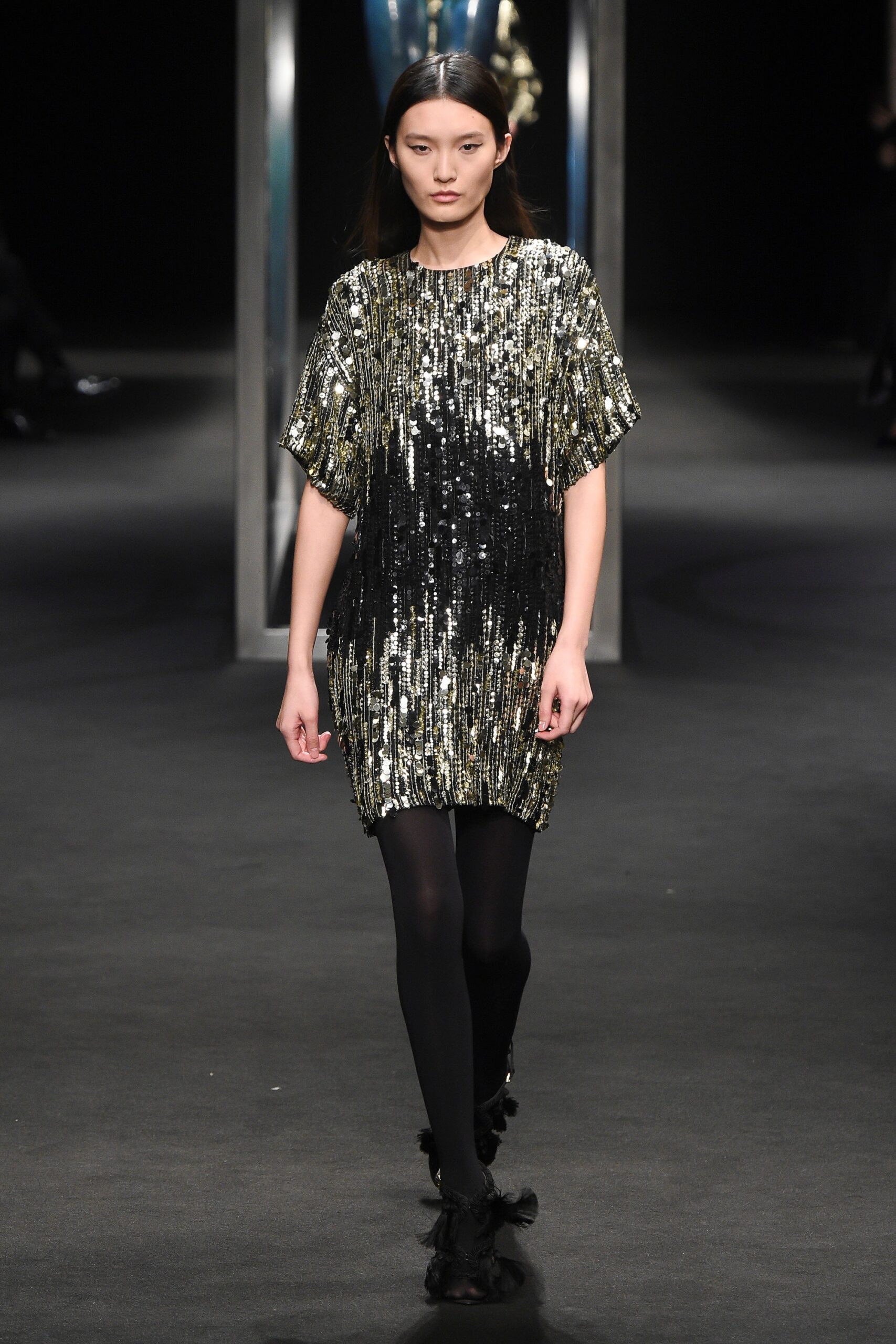 black and gold sequin dress