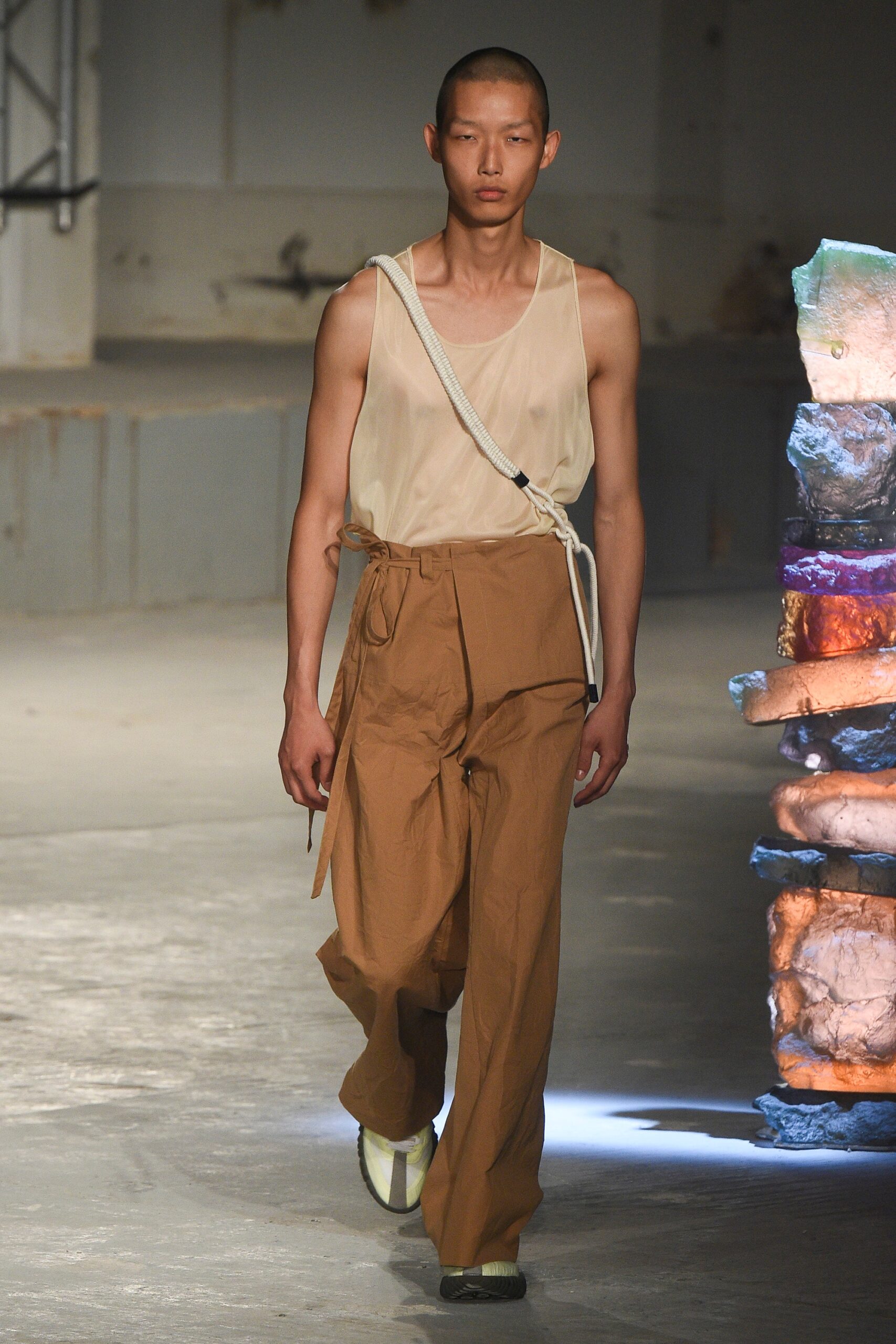 beige silk sleeveless v-neck fitted sheer tank-top