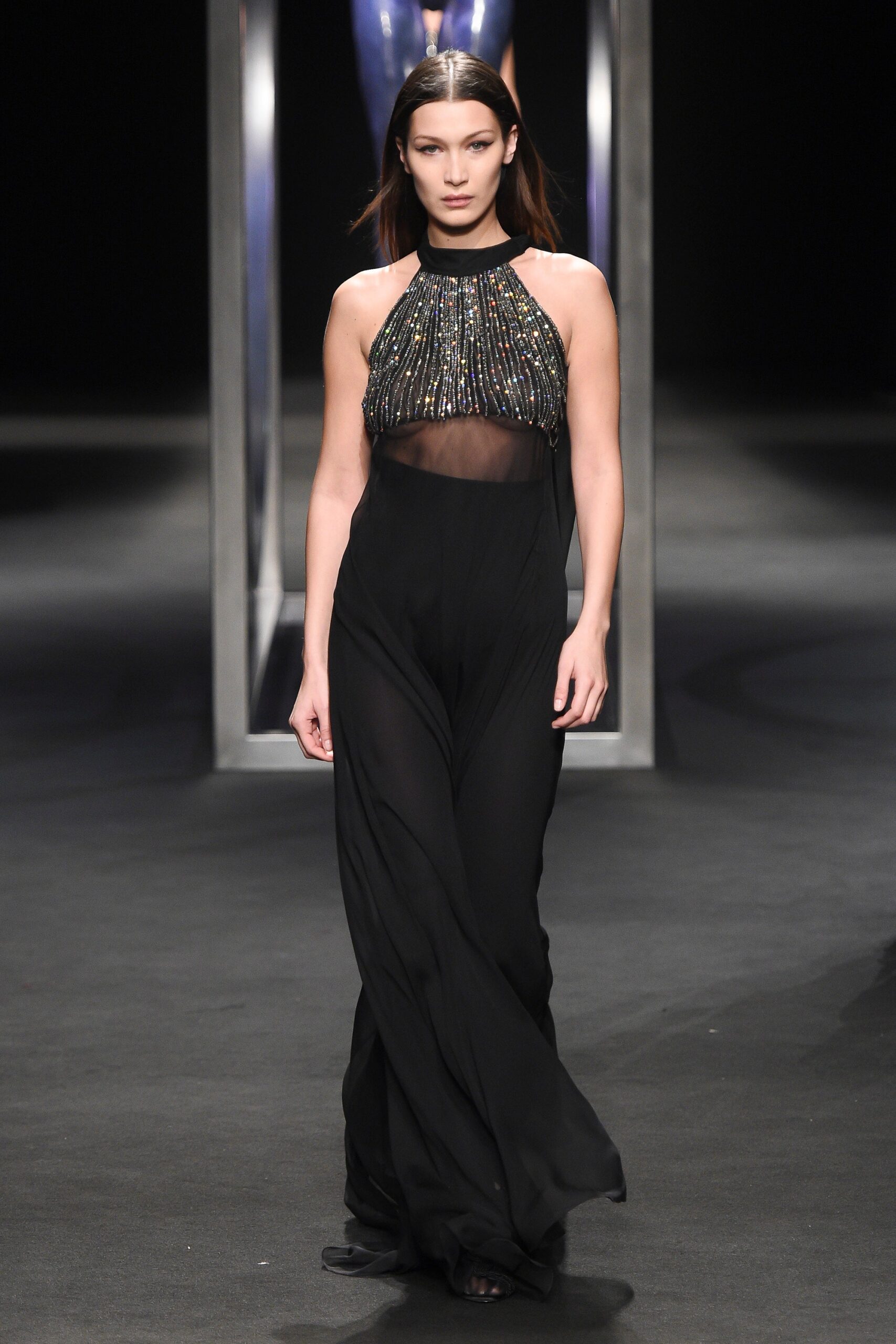black silk sleeveless jumpsuit