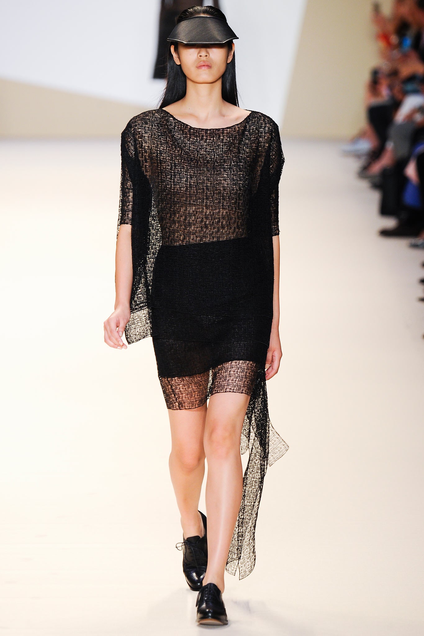 black sheer asymmetric dress