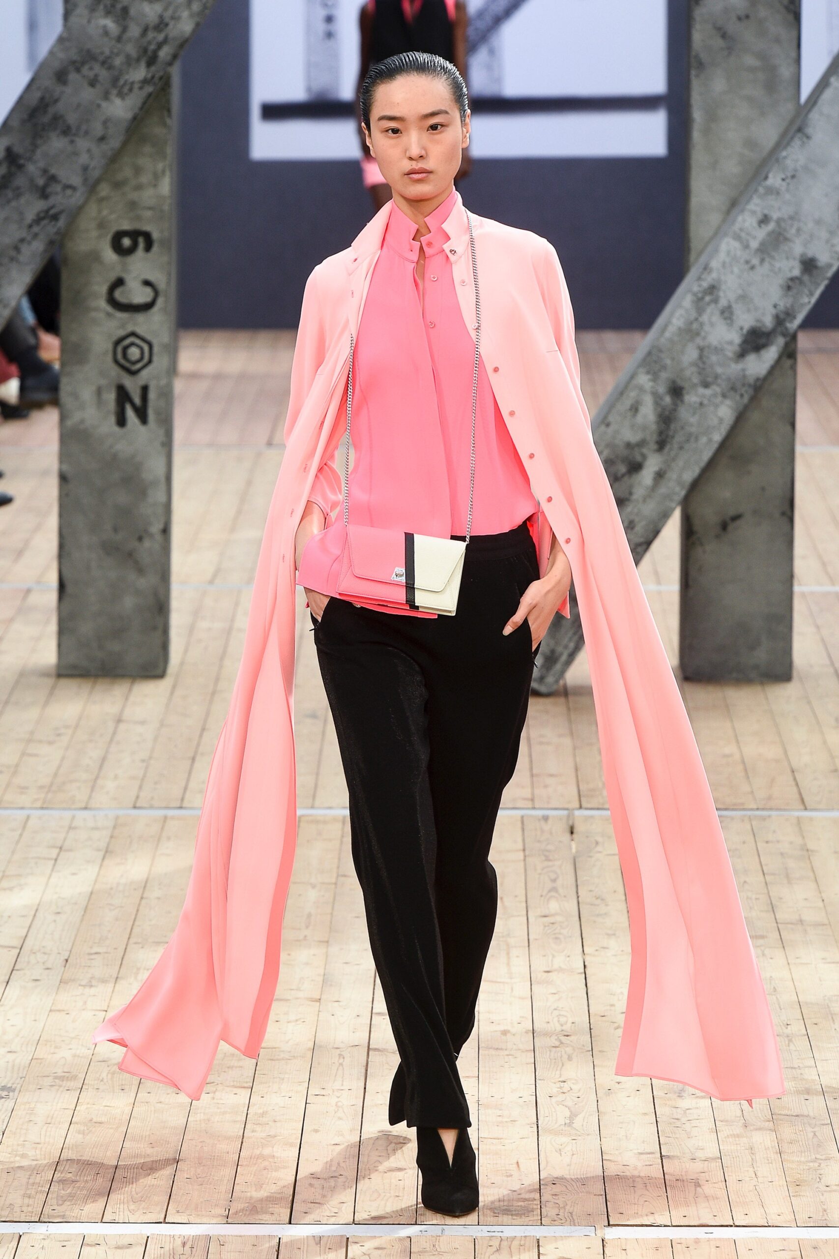 pink silk long-sleeve relaxed draped flowing coat