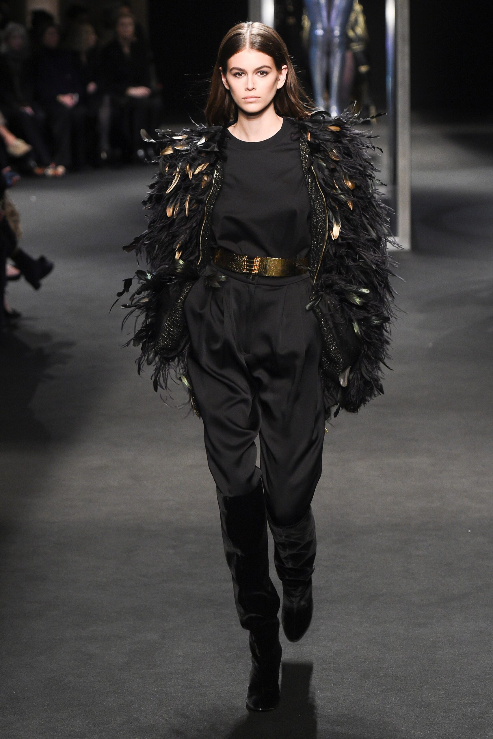 black feather oversized fringed cape