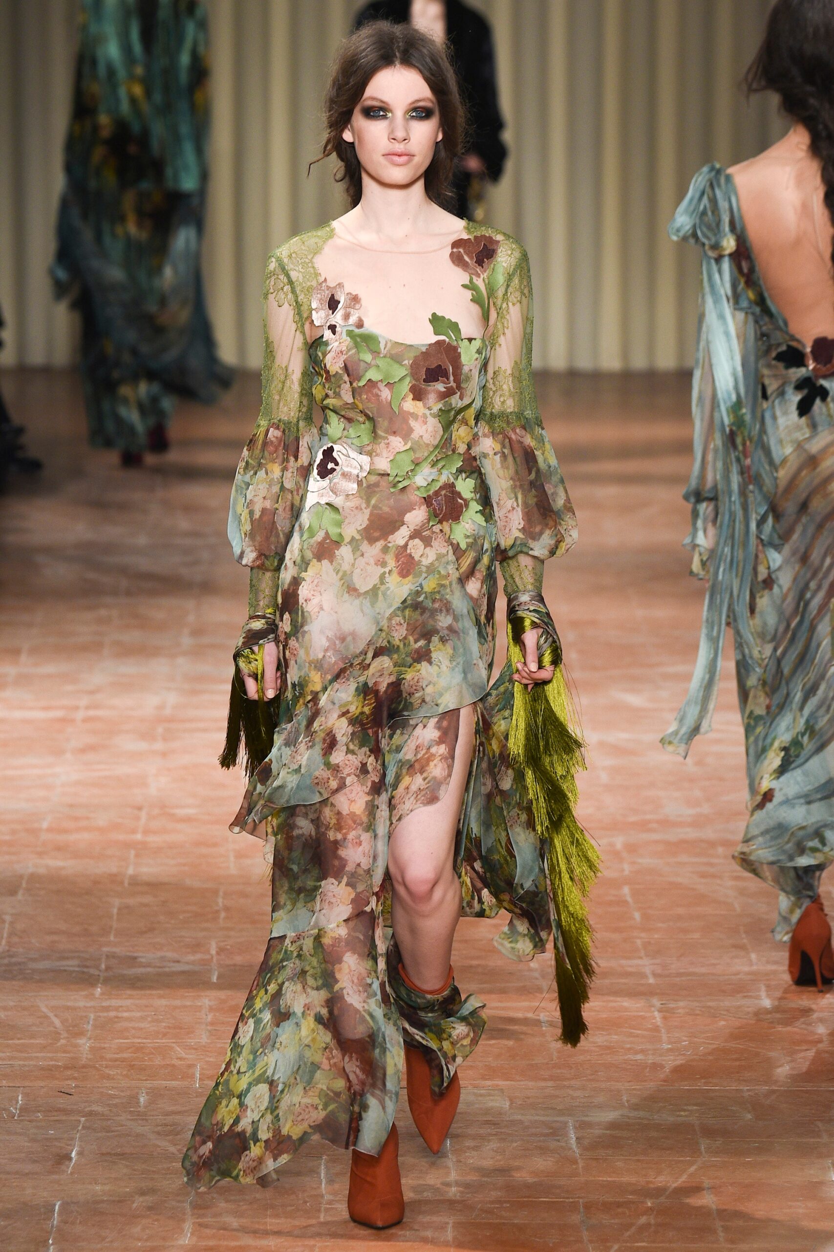 floral green midi dress