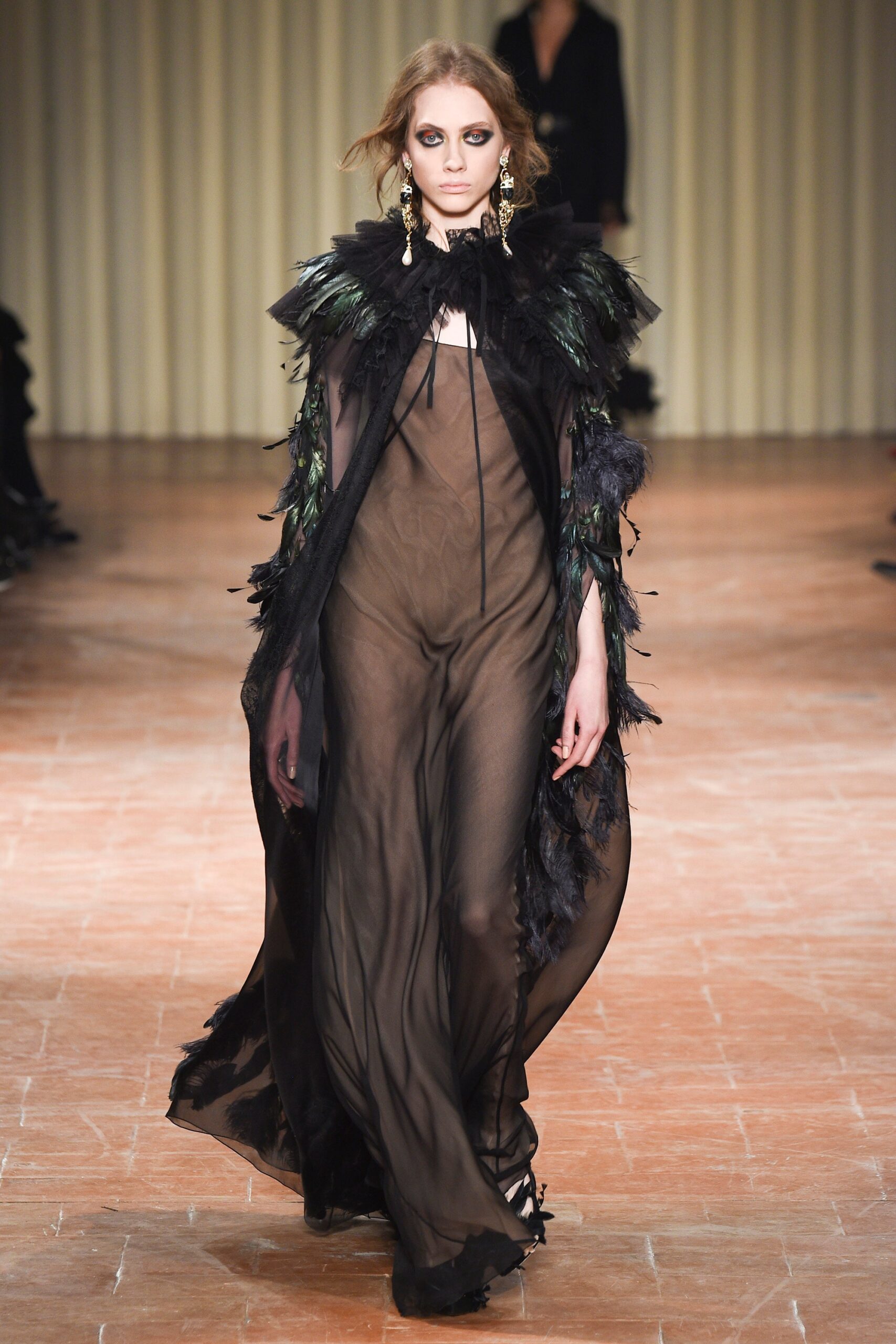 black feather relaxed layered cape