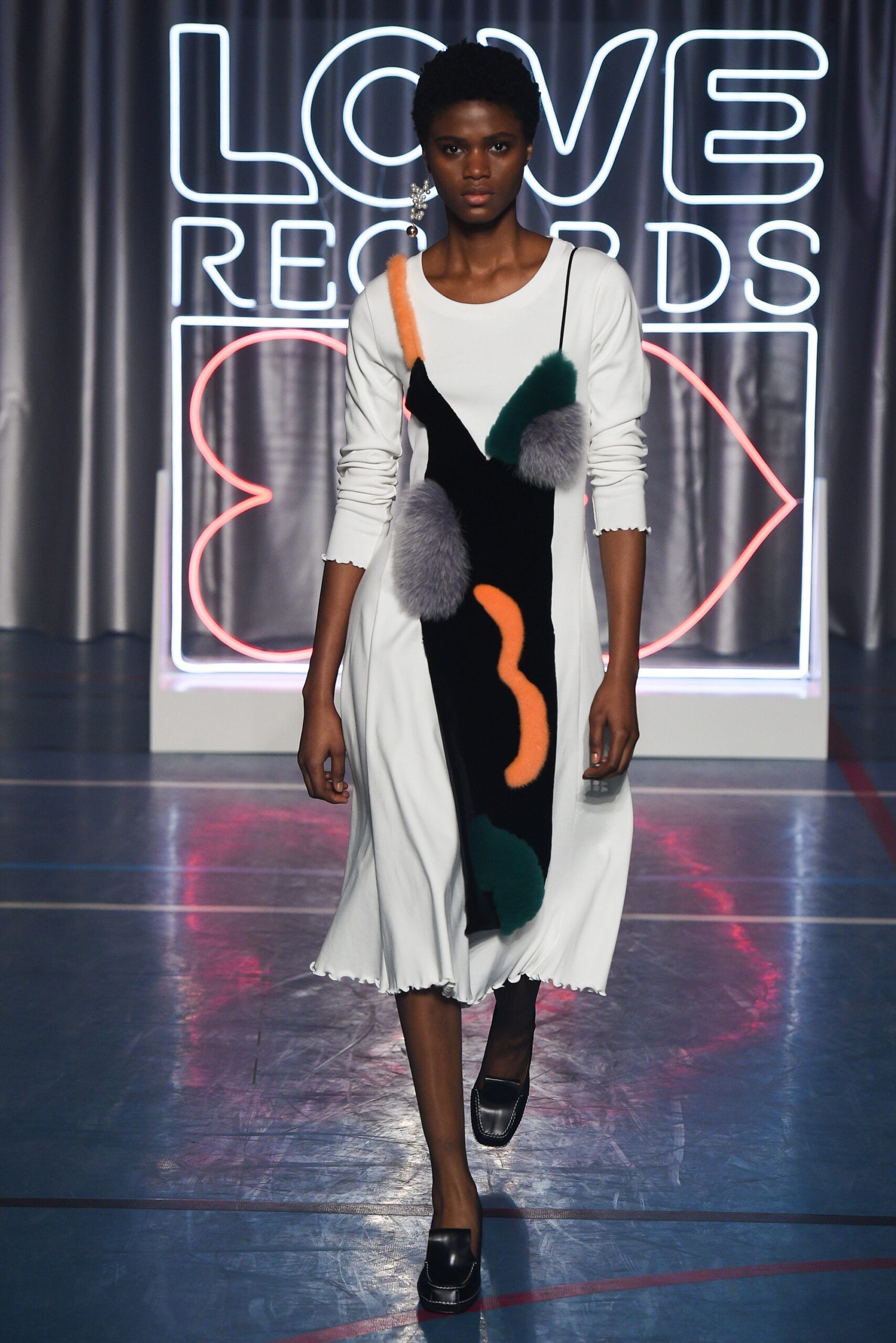color-blocked midi dress