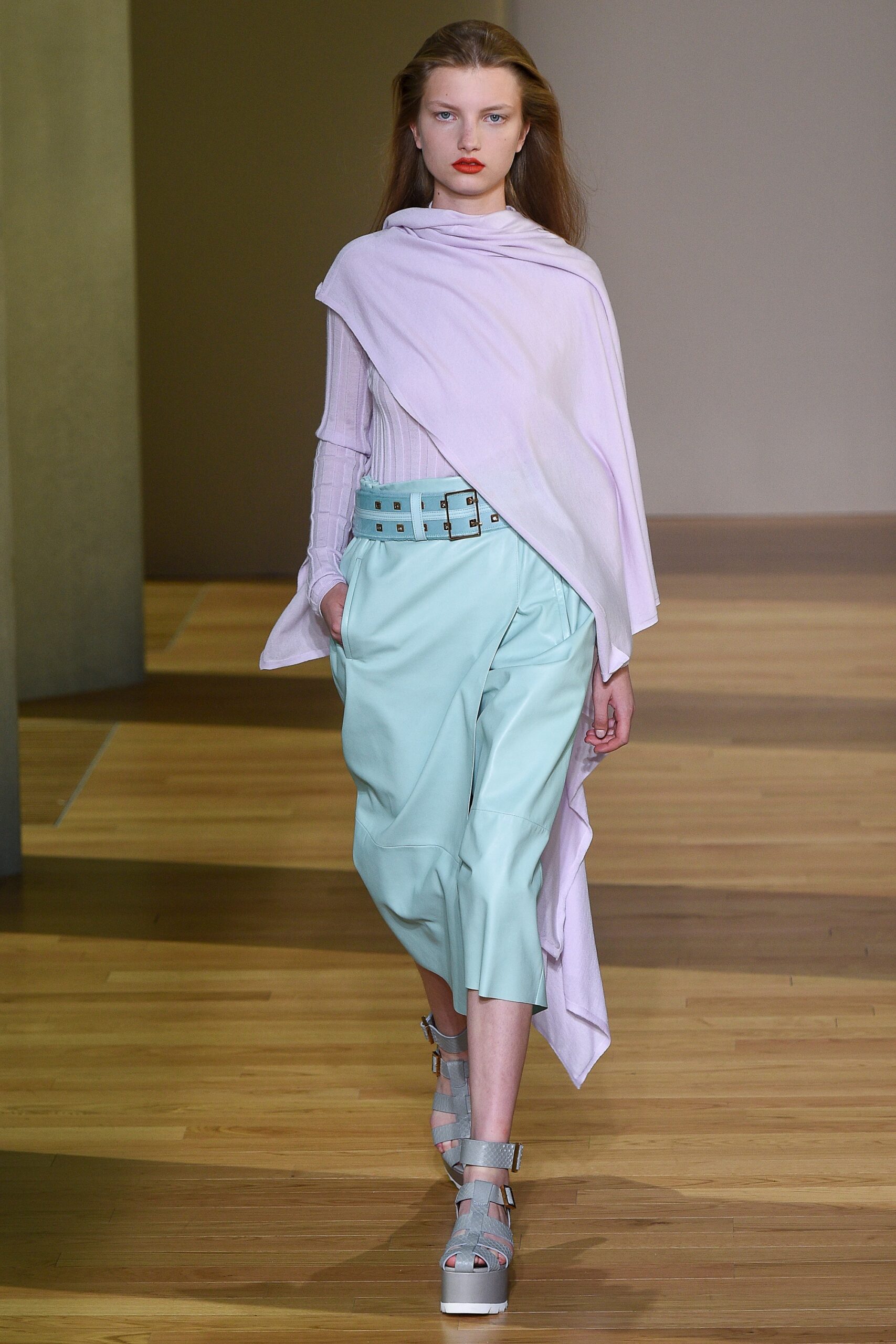 lavender cape with mint pants