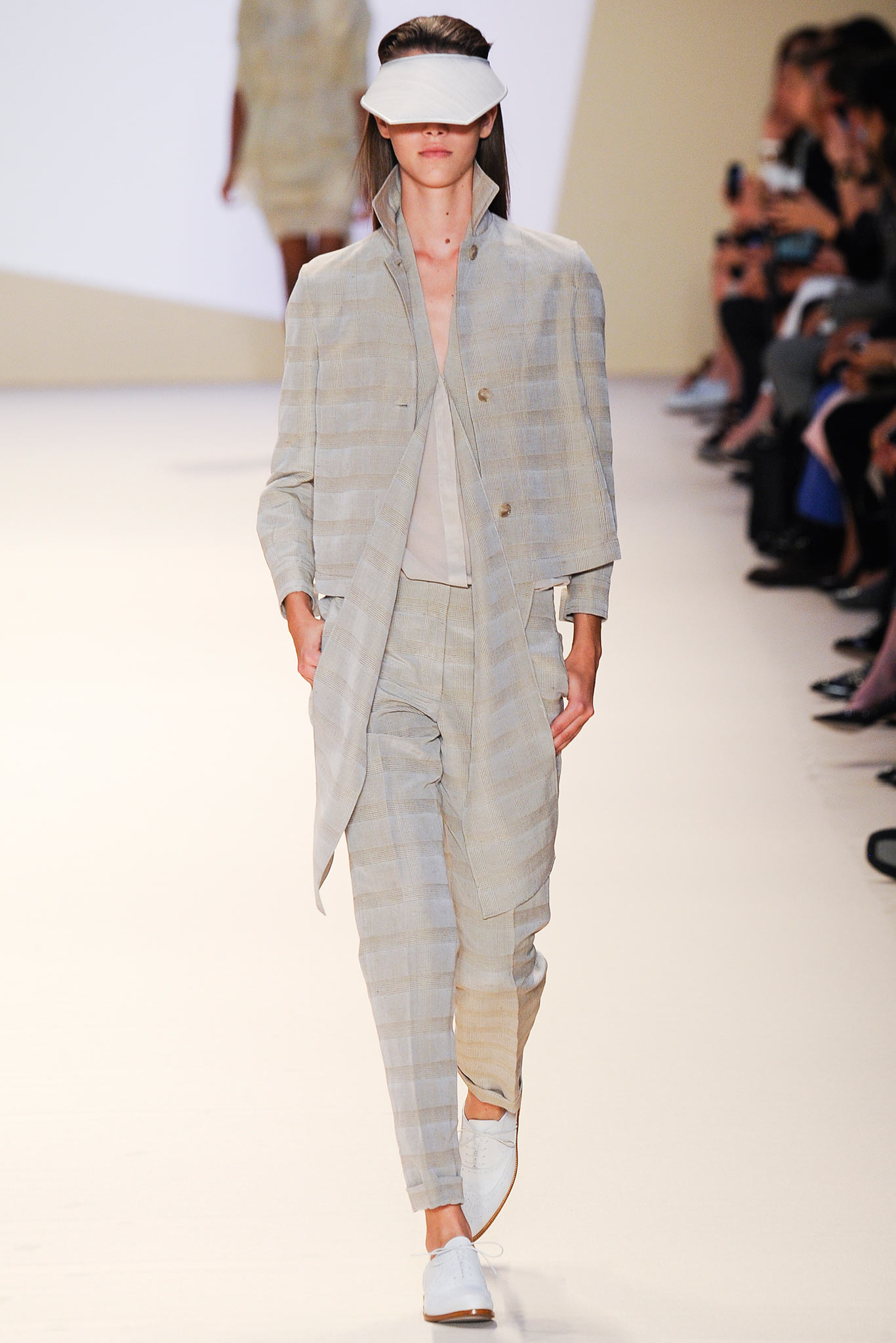 beige gray tailored suit