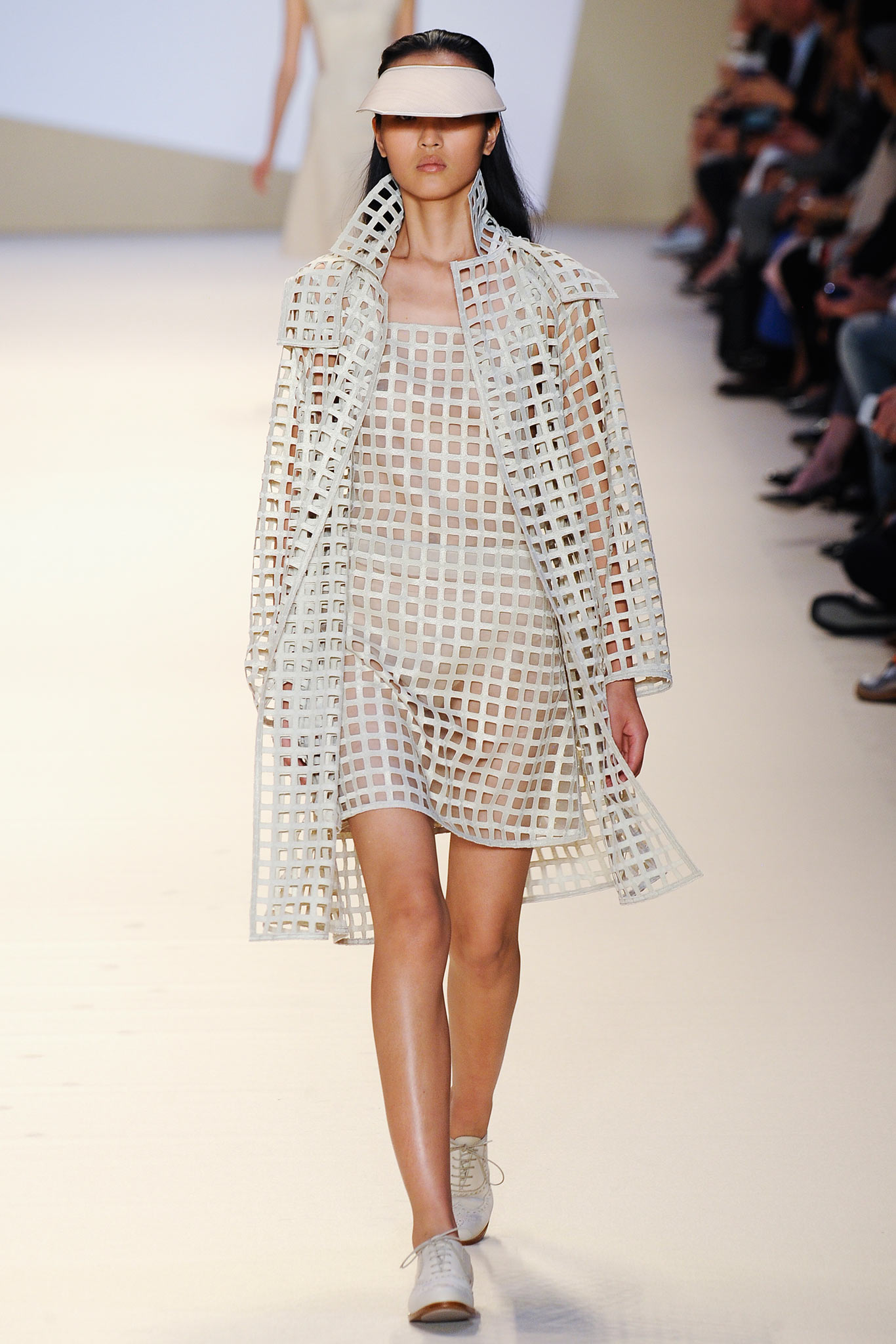 white checked mini dress with coat