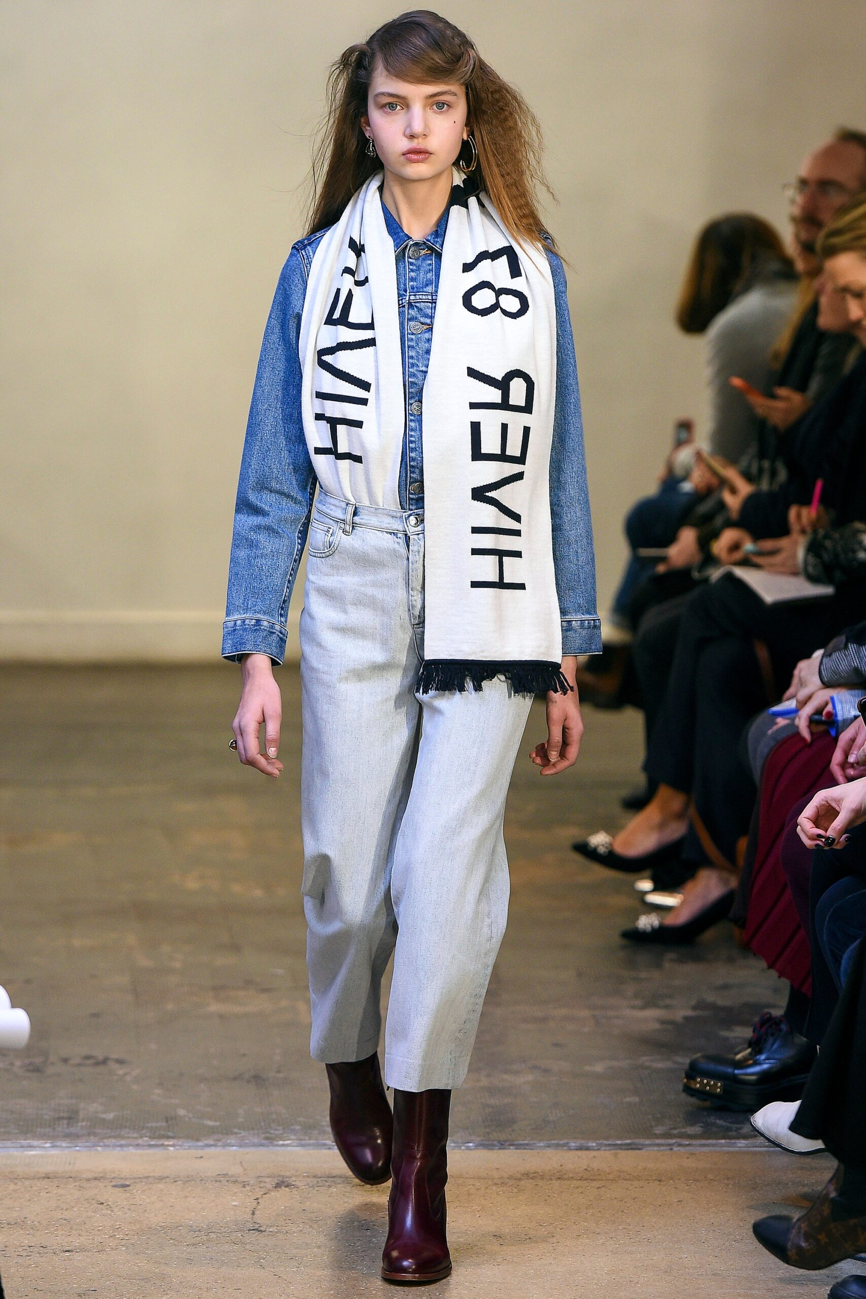 denim shirt with relaxed pants