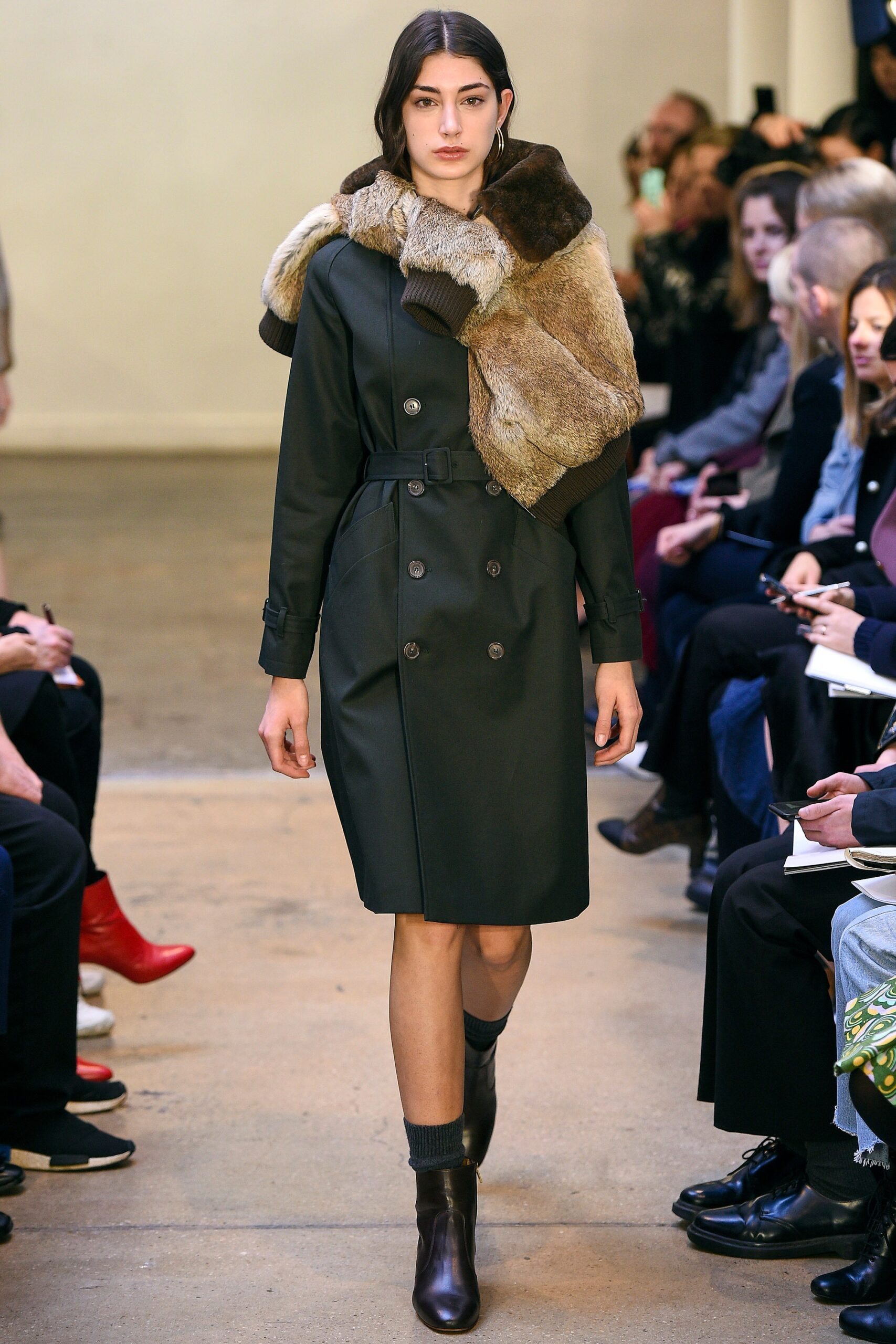 brown fur relaxed layered scarf