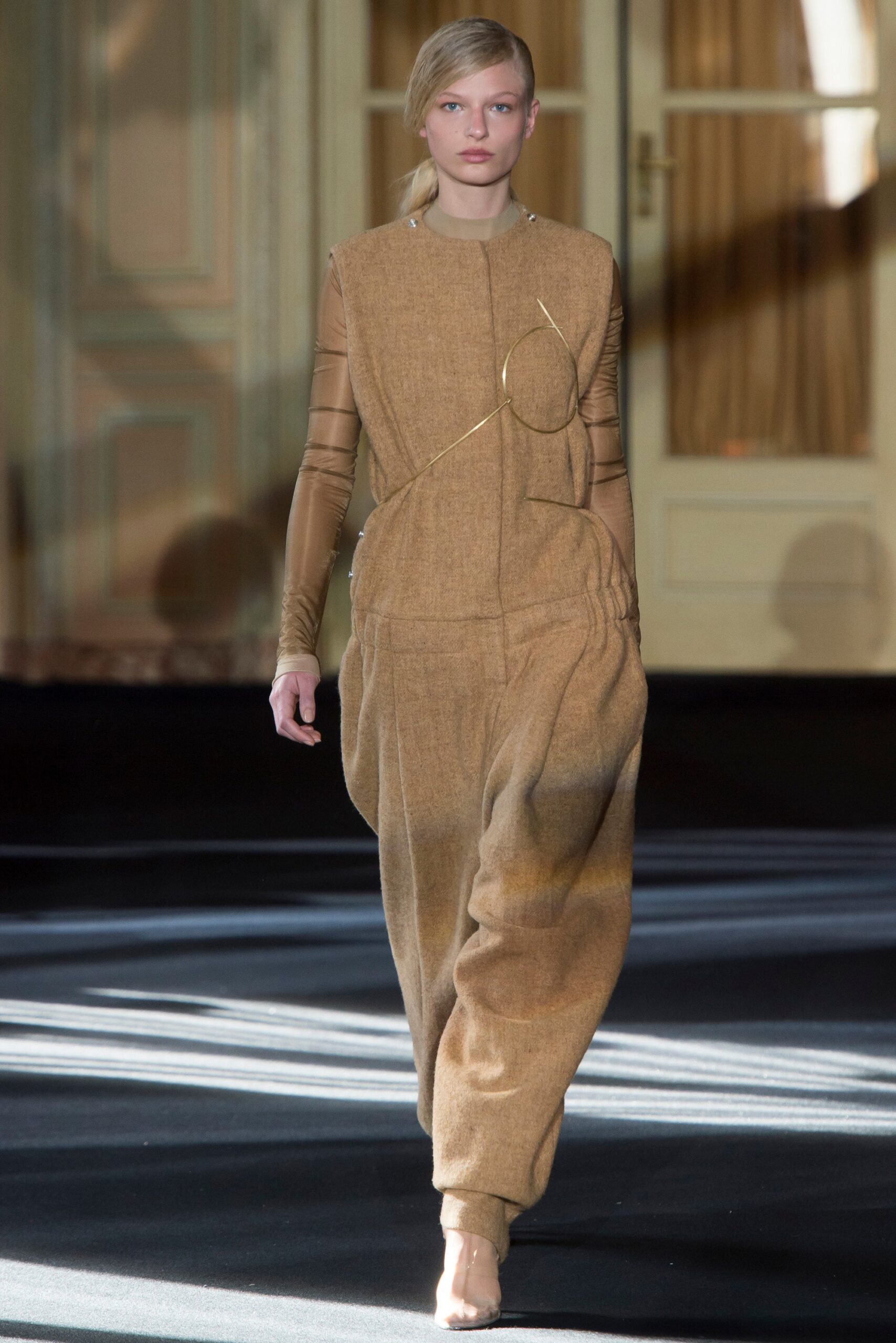 brown wool relaxed jumpsuit