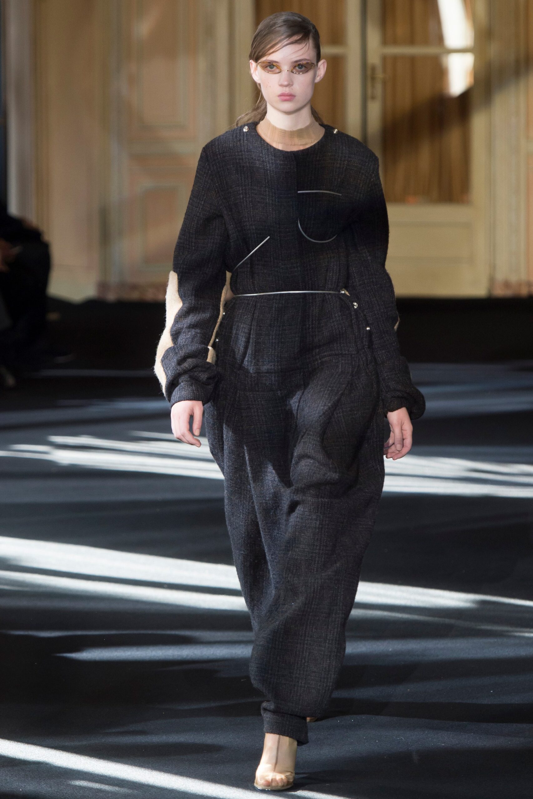 black wool relaxed jumpsuit