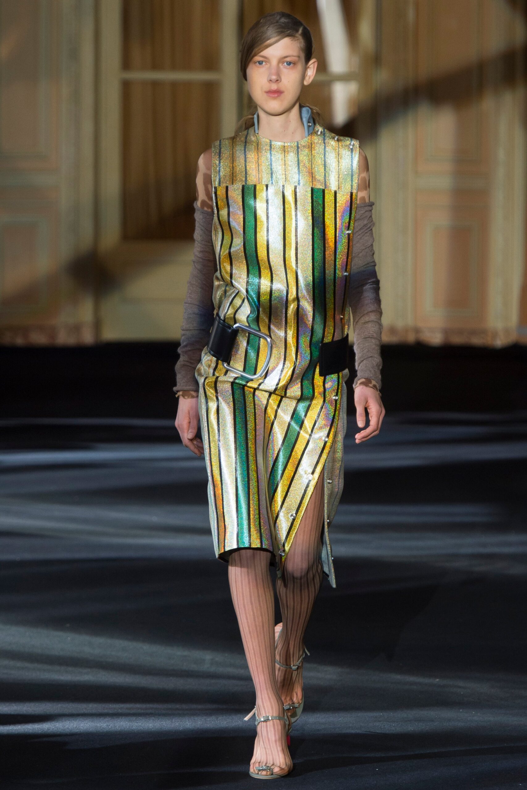 multi-colored silk midi dress