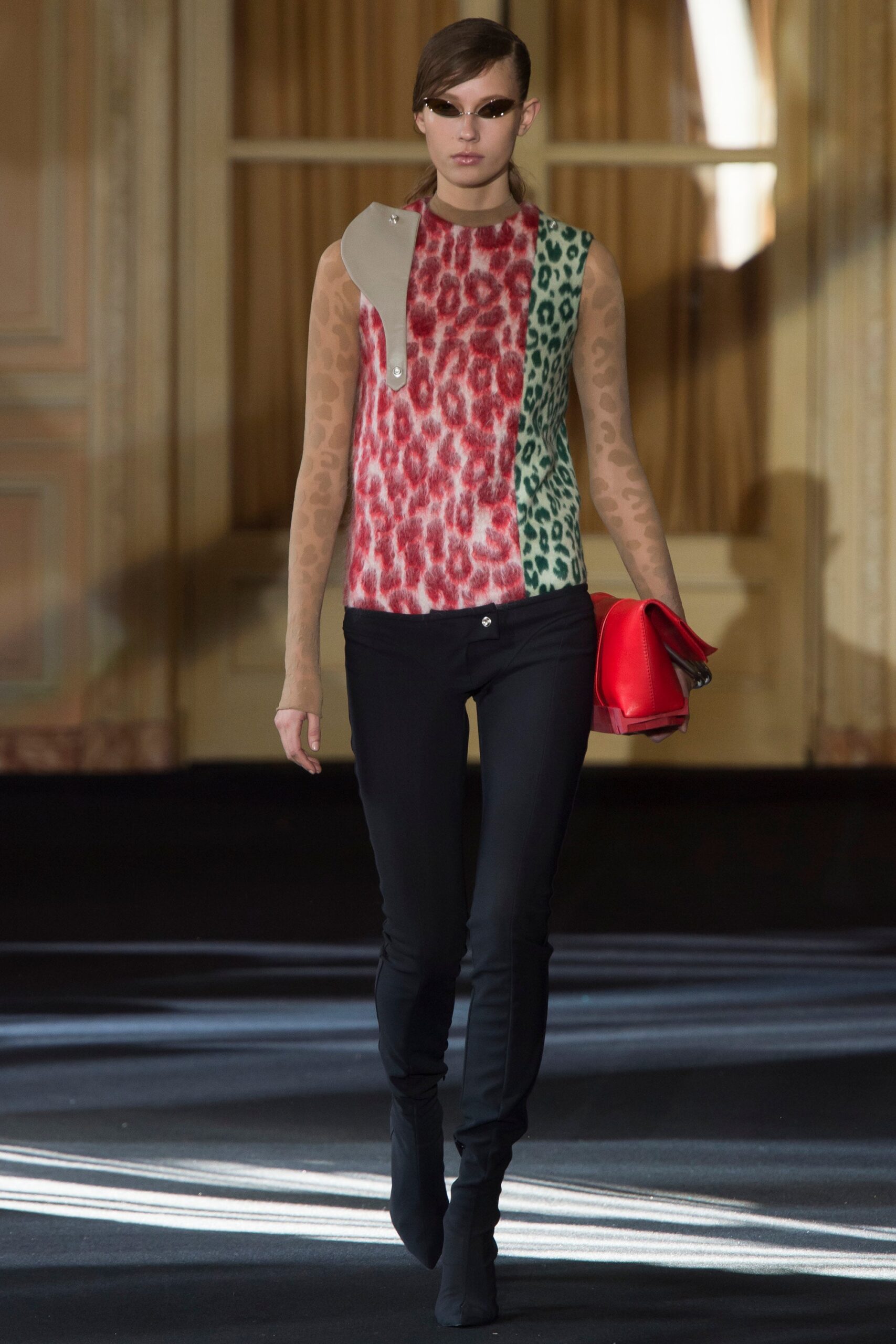 fitted printed top with black pants