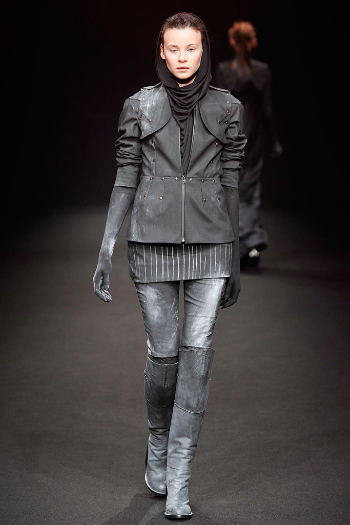 black leather fitted jacket and pants