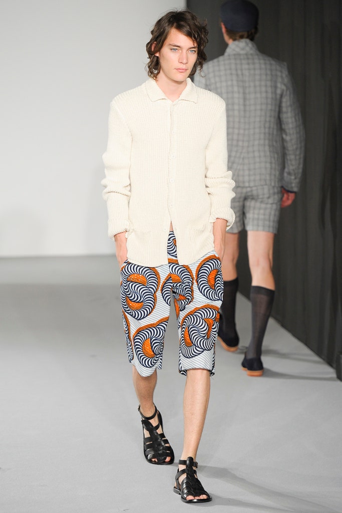 white cardigan multi printed shorts