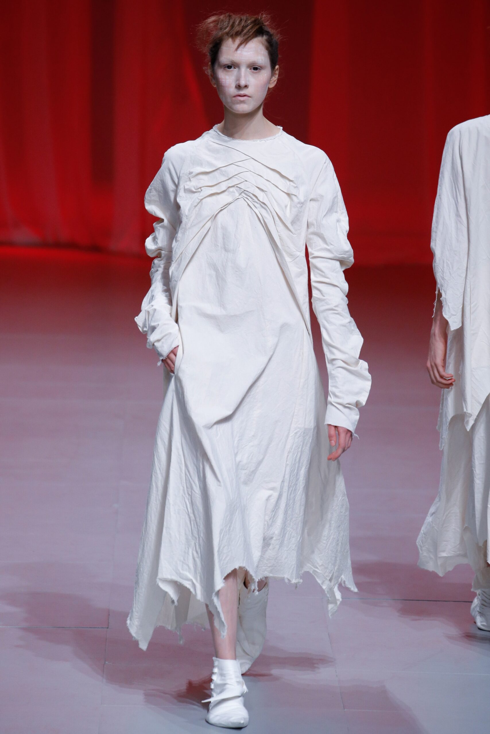 white relaxed long-sleeve dress
