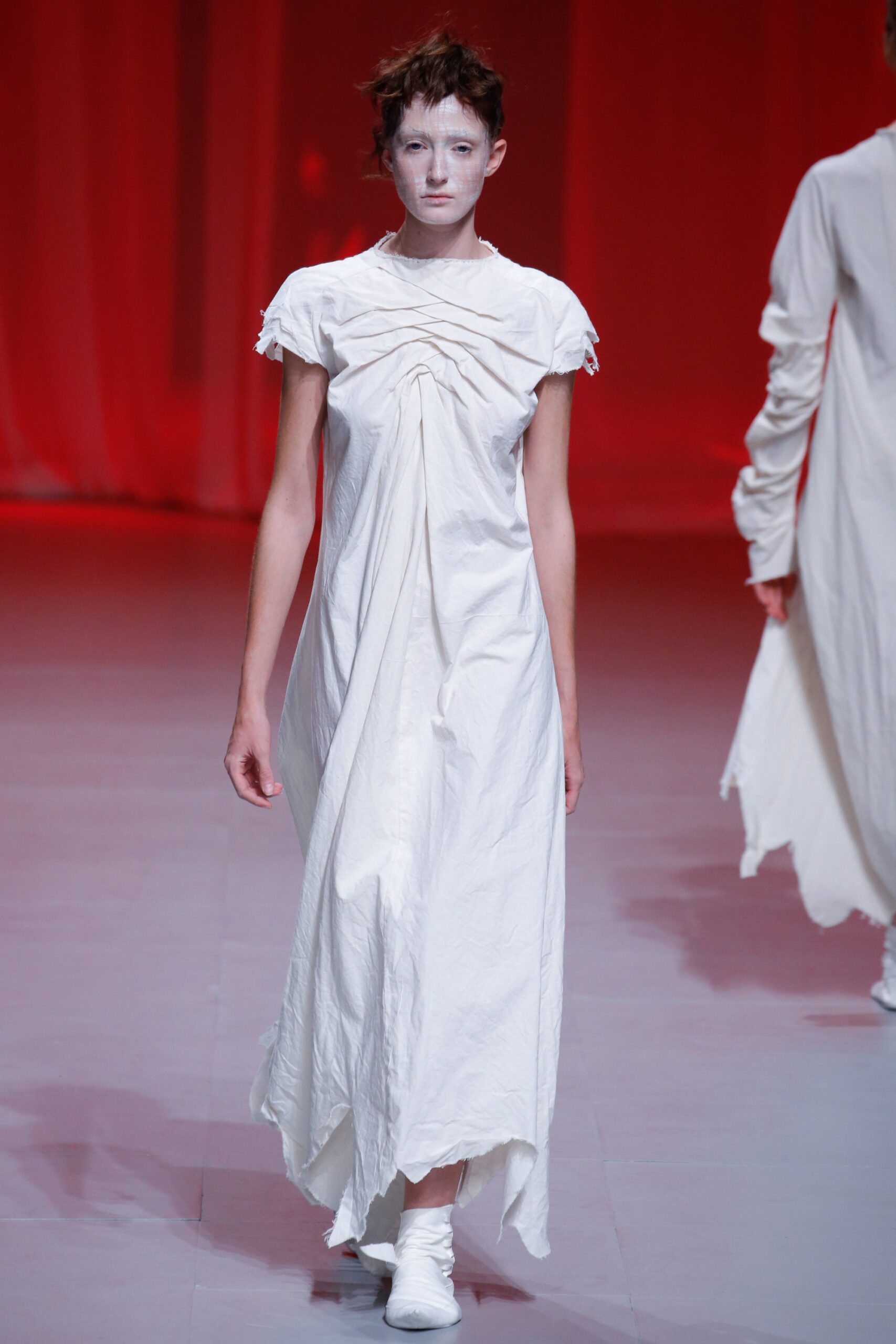 white relaxed draped maxi dress