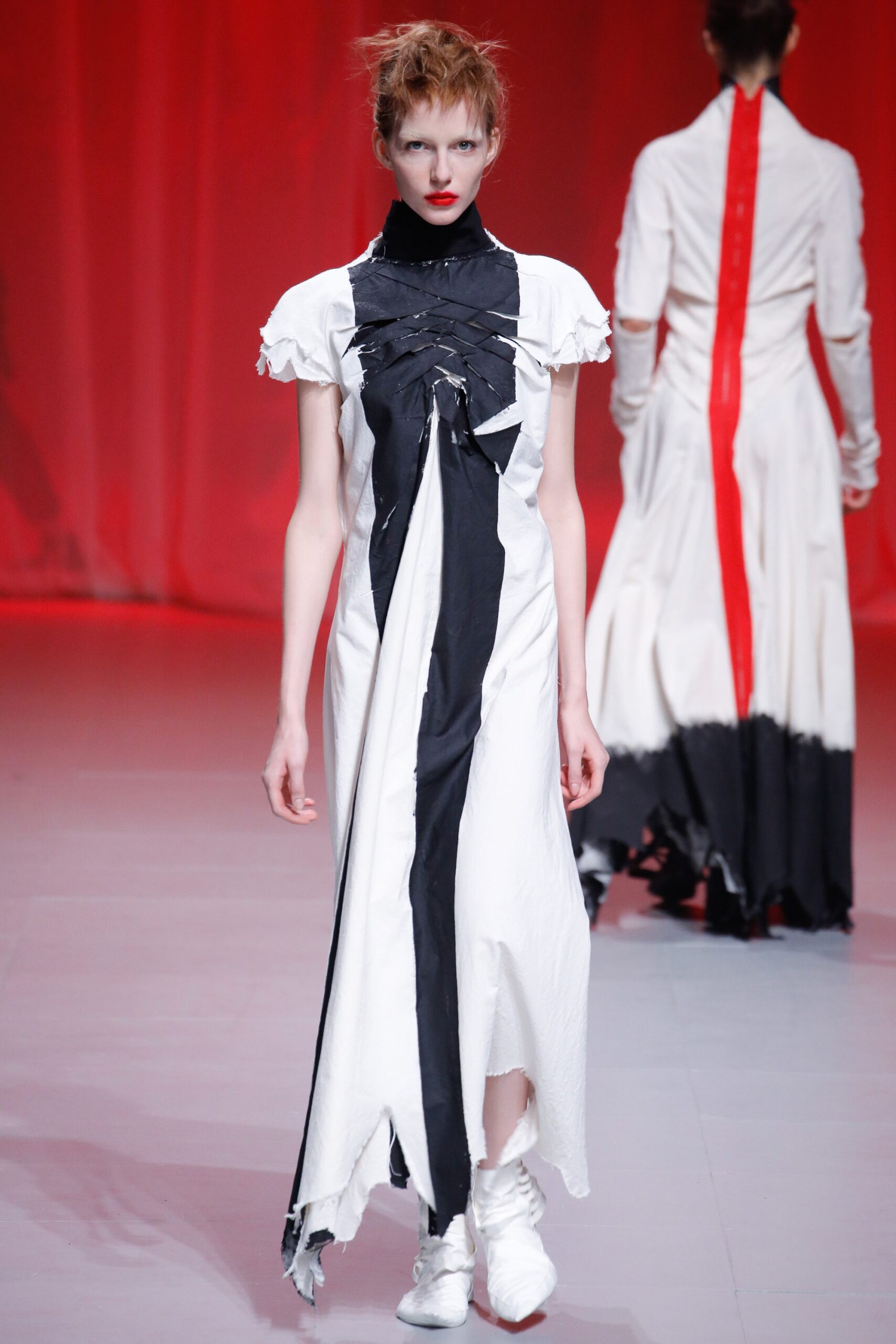 black and white draped maxi dress