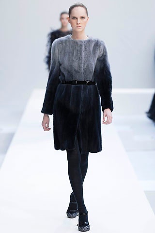 fitted gray fur coat