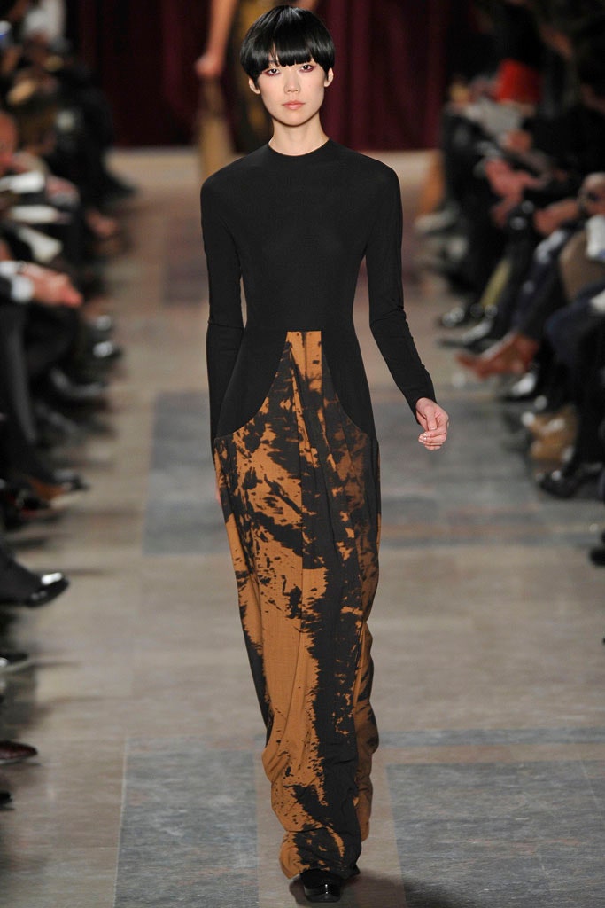 black and brown asymmetric dress